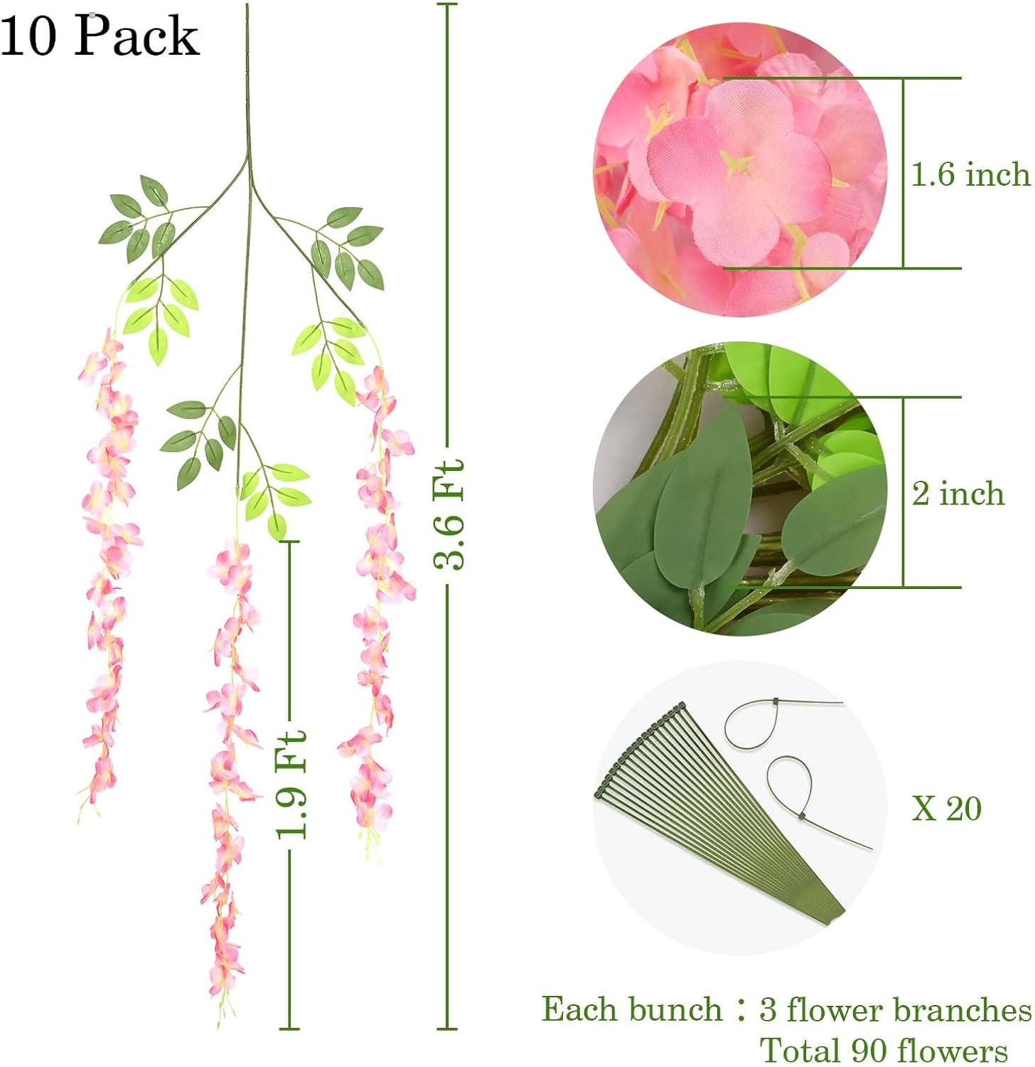 Bloomfinity:  36Pcs White & Purple Fake Wisteria Hanging Flowers, 3.6Ft/Pcs Artificial Wisteria Garland, Hanging Flowers for Wedding Party Home Backdrop Wall Decoration