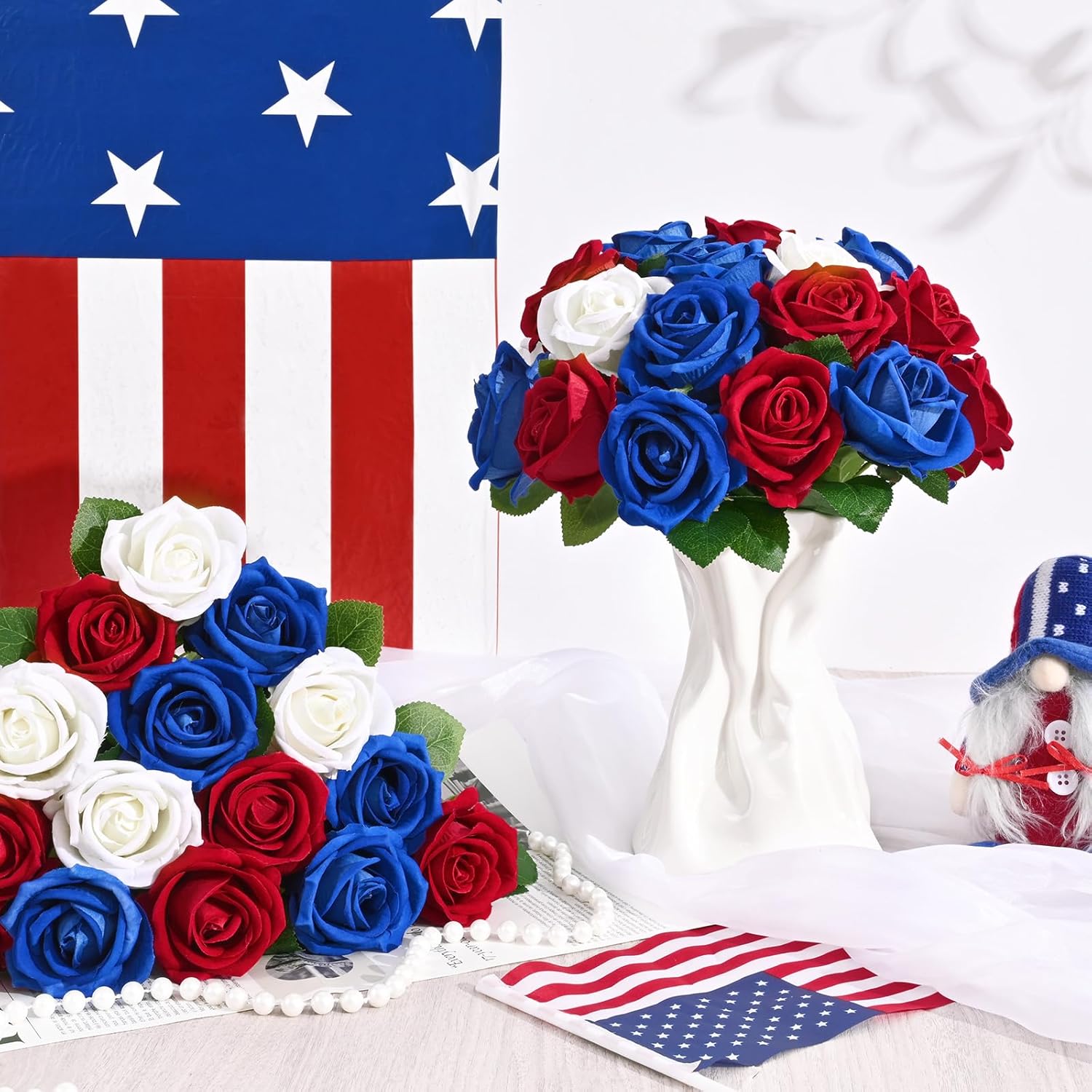 Bloomfinity:  50 Pcs Red Roses Artificial Flowers, Real Touch Velvet Roses Fake Flowers Bulk, Artificial Roses Bouquet with Long Stems Bridal DIY Wedding Party Centerpiece Decorations