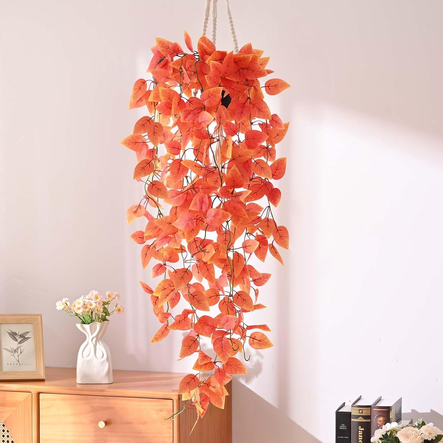 Bloomfinity:  1Pcs Fake Hanging Plants, 9 Branch Artificial Hanging Plant, Lush Faux Pothos Vines for Home Room Wall Shelf Porch Outdoor Indoor Decor (No Baskets)