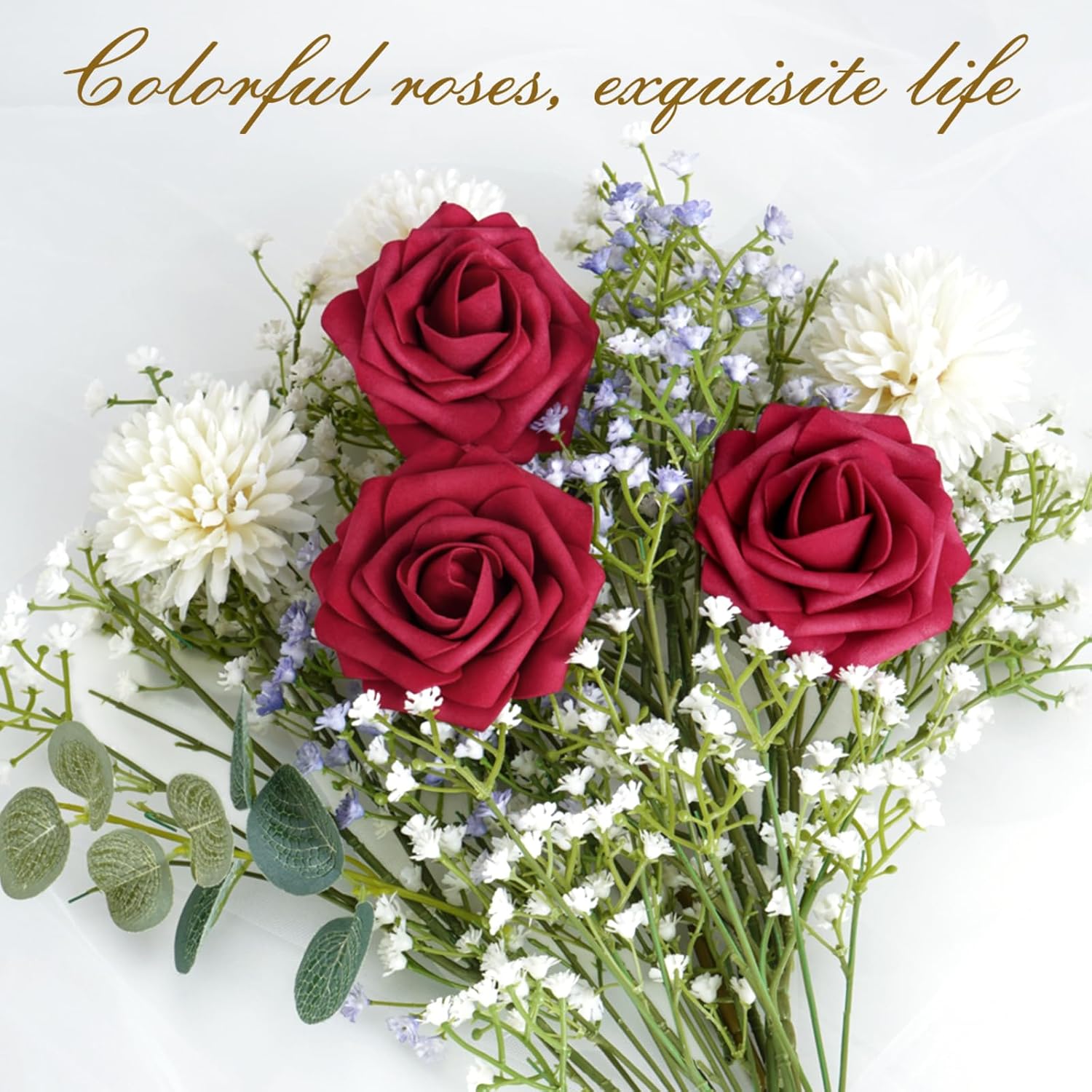 Bloomfinity: 16Pcs Artificial Flowers Fake Roses with Stems, Pink Boxed Foam Roses for DIY Bouquets Centerpieces Wedding Party Arrangement Bridal Shower Decor
