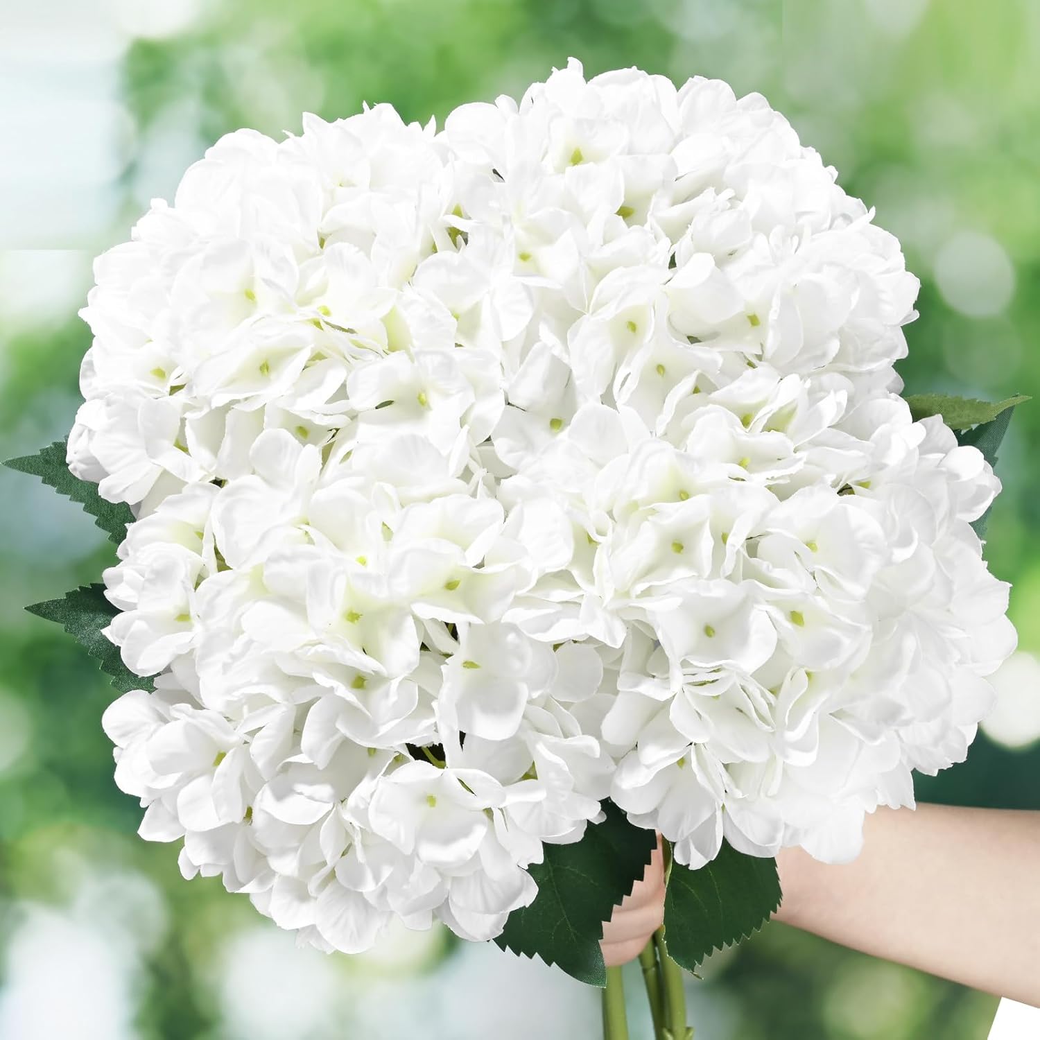 Bloomfinity:  4 Pcs Blue Hydrangea Artificial Flowers with Realistic Stems, 18In Large Fake Blue Flowers, Faux Flower for Home Party Decor Outdoor Wedding Bouquets Table Centerpieces Decoration
