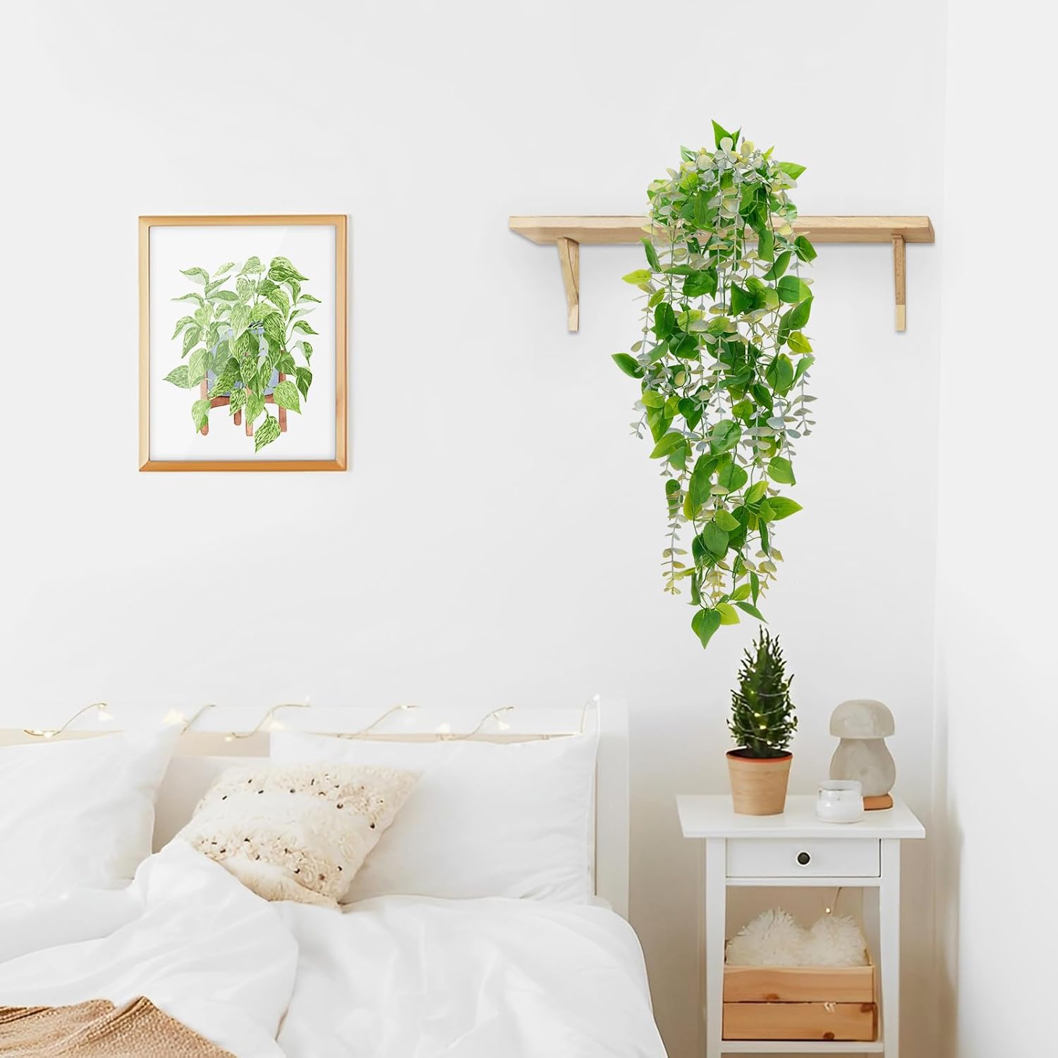 Bloomfinity:  1Pcs Fake Hanging Plants, 9 Branch Artificial Hanging Plant, Lush Faux Pothos Vines for Home Room Wall Shelf Porch Outdoor Indoor Decor (No Baskets)