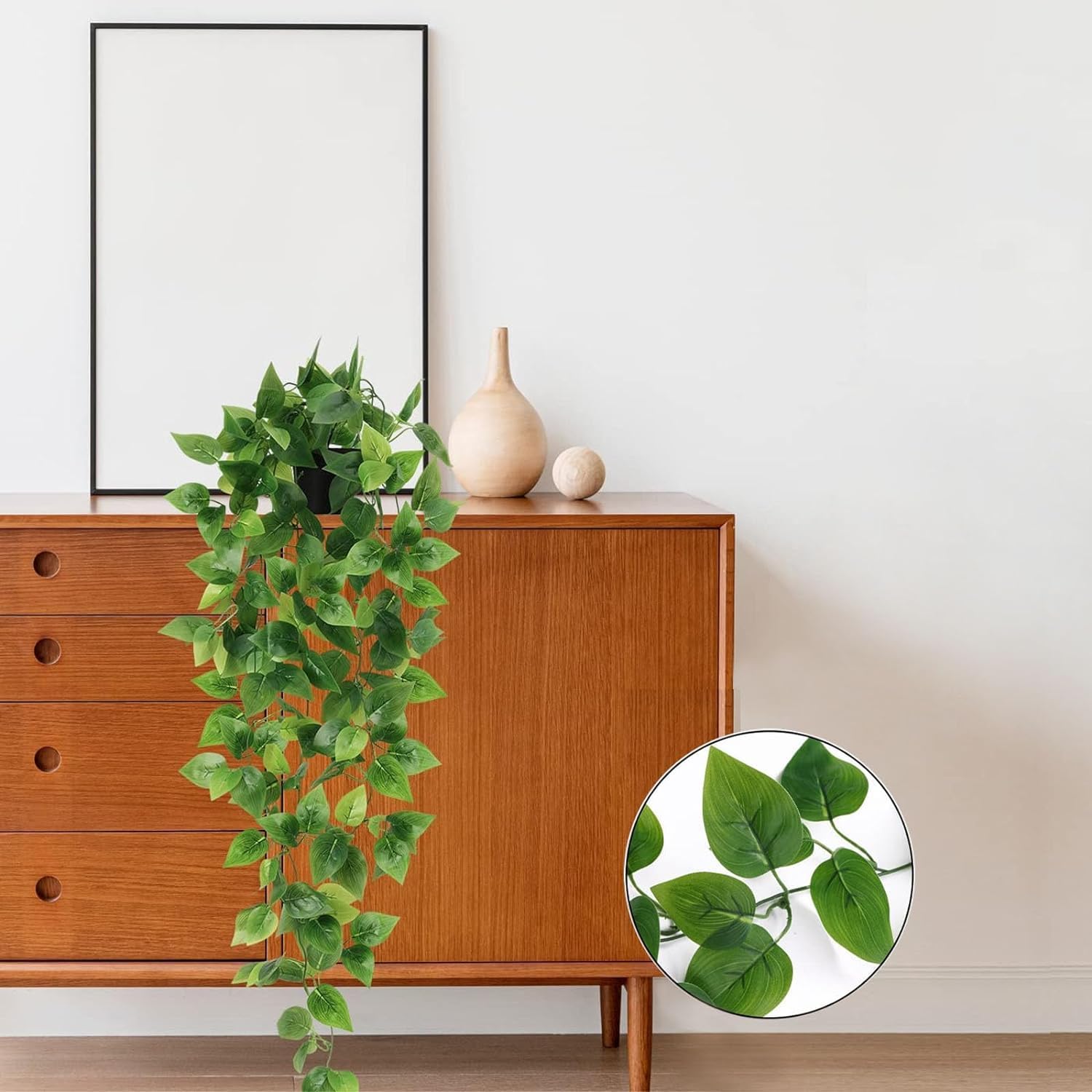 Bloomfinity:  1Pcs Fake Hanging Plants, 9 Branch Artificial Hanging Plant, Lush Faux Pothos Vines for Home Room Wall Shelf Porch Outdoor Indoor Decor (No Baskets)