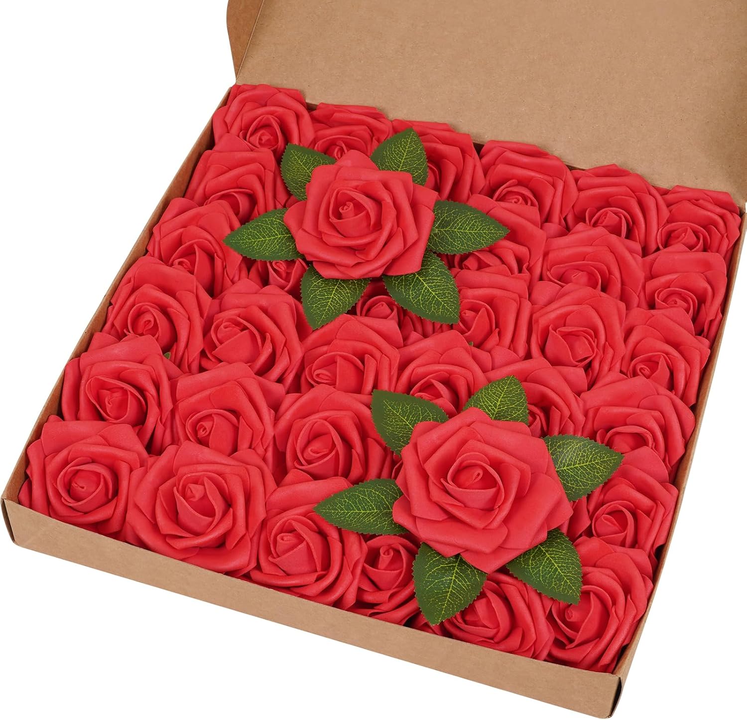 Bloomfinity: 16Pcs Artificial Flowers Fake Roses with Stems, Pink Boxed Foam Roses for DIY Bouquets Centerpieces Wedding Party Arrangement Bridal Shower Decor