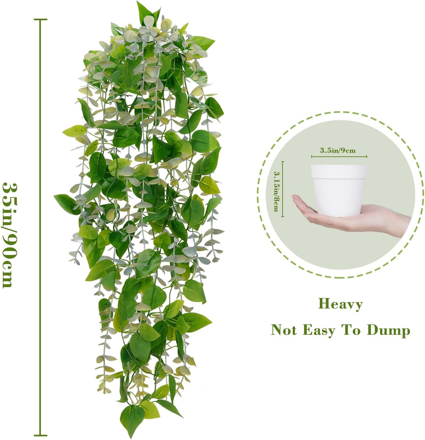 Bloomfinity:  1Pcs Fake Hanging Plants, 9 Branch Artificial Hanging Plant, Lush Faux Pothos Vines for Home Room Wall Shelf Porch Outdoor Indoor Decor (No Baskets)