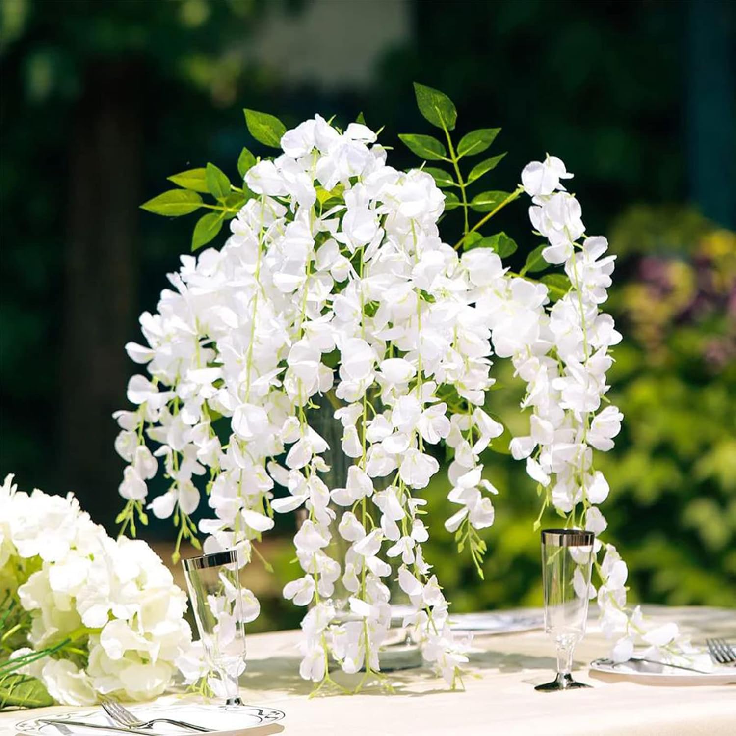 Bloomfinity:  36Pcs White & Purple Fake Wisteria Hanging Flowers, 3.6Ft/Pcs Artificial Wisteria Garland, Hanging Flowers for Wedding Party Home Backdrop Wall Decoration