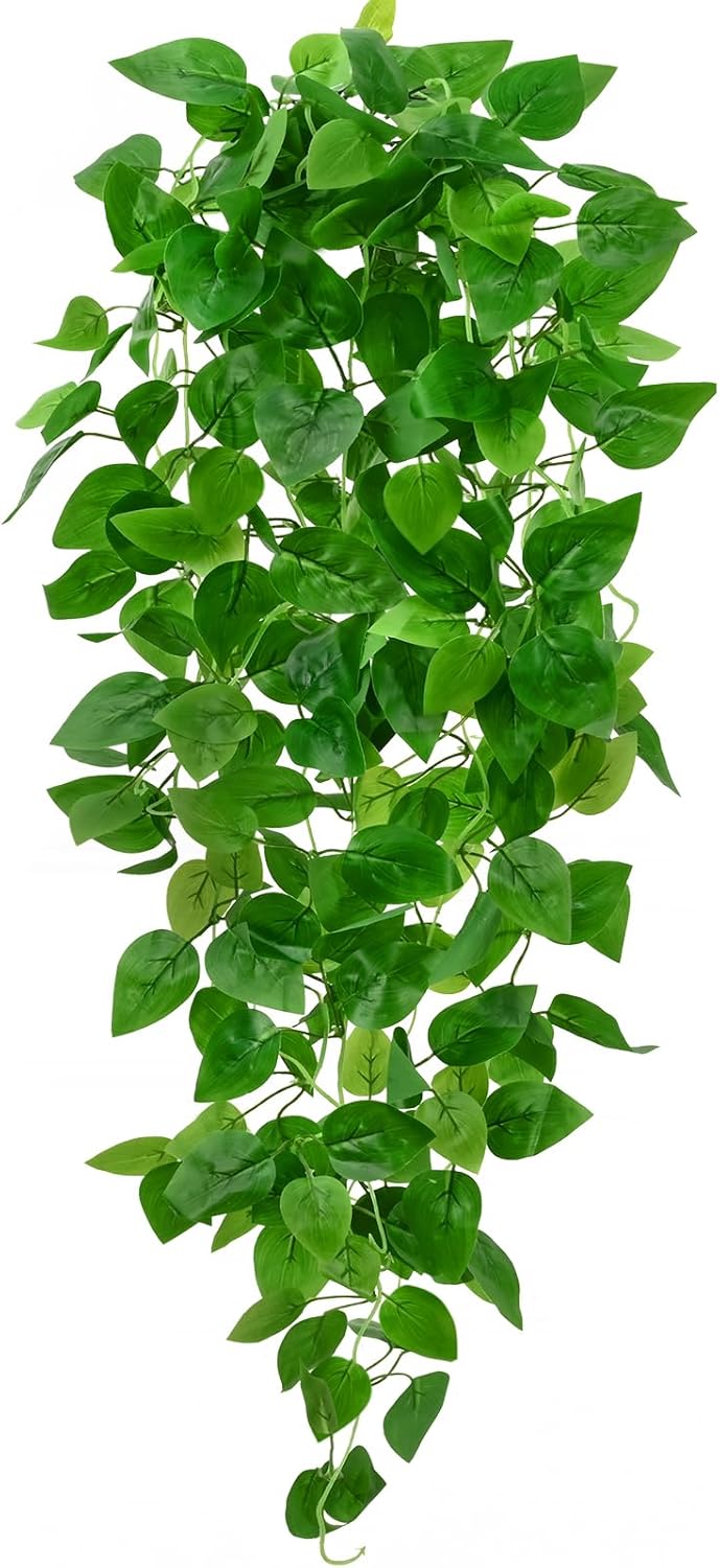 Bloomfinity:  1Pcs Fake Hanging Plants, 9 Branch Artificial Hanging Plant, Lush Faux Pothos Vines for Home Room Wall Shelf Porch Outdoor Indoor Decor (No Baskets)