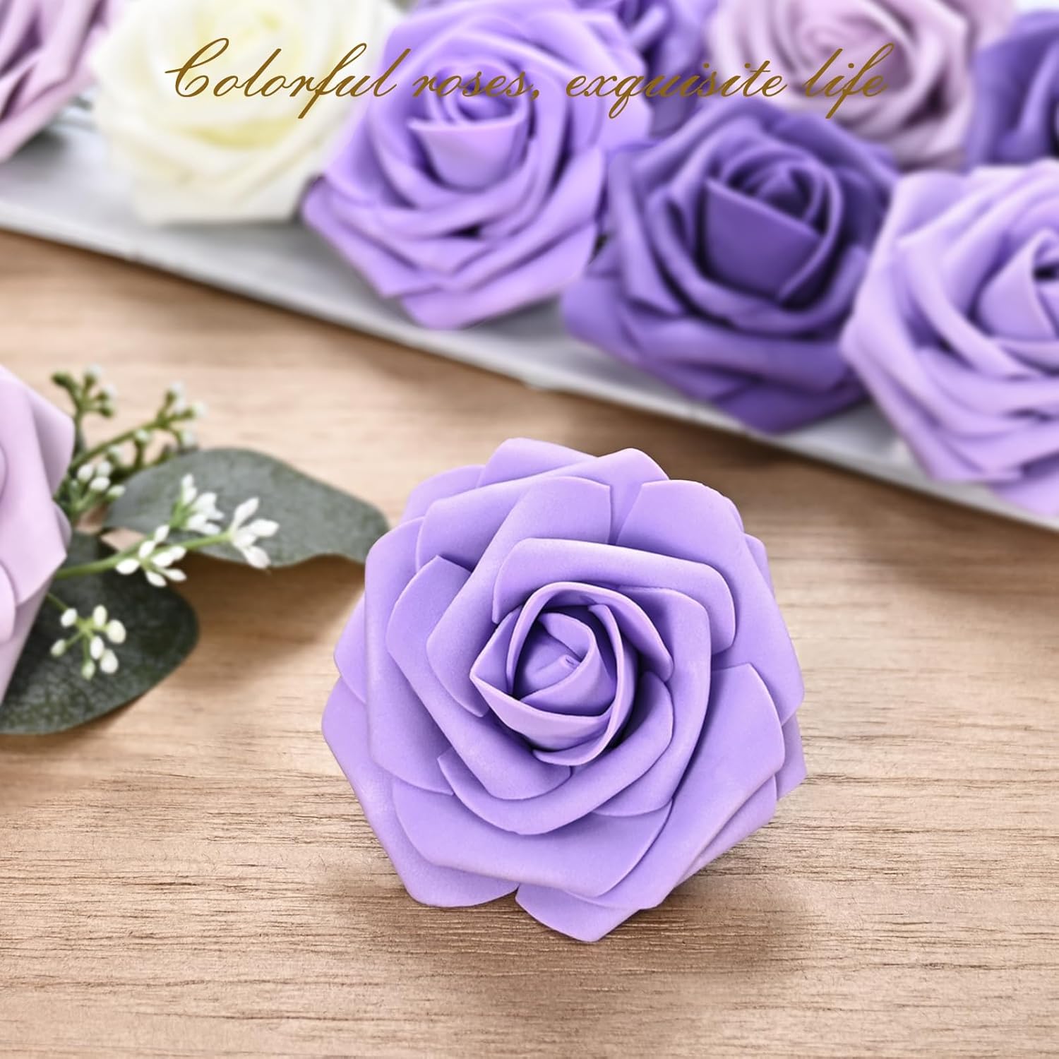 Bloomfinity: 16Pcs Artificial Flowers Fake Roses with Stems, Pink Boxed Foam Roses for DIY Bouquets Centerpieces Wedding Party Arrangement Bridal Shower Decor