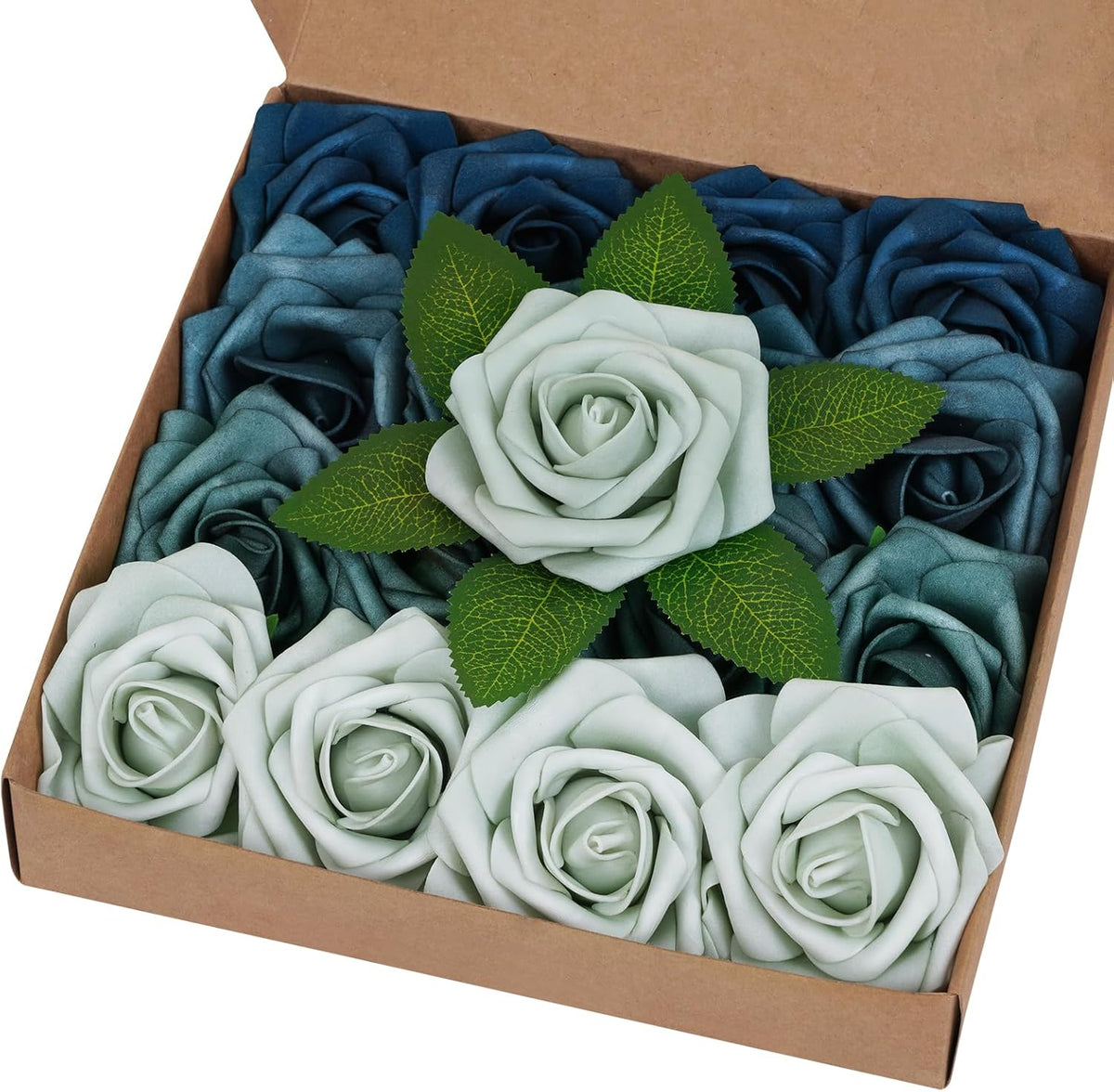 Bloomfinity: 16Pcs Artificial Flowers Fake Roses with Stems, Pink Boxed Foam Roses for DIY Bouquets Centerpieces Wedding Party Arrangement Bridal Shower Decor