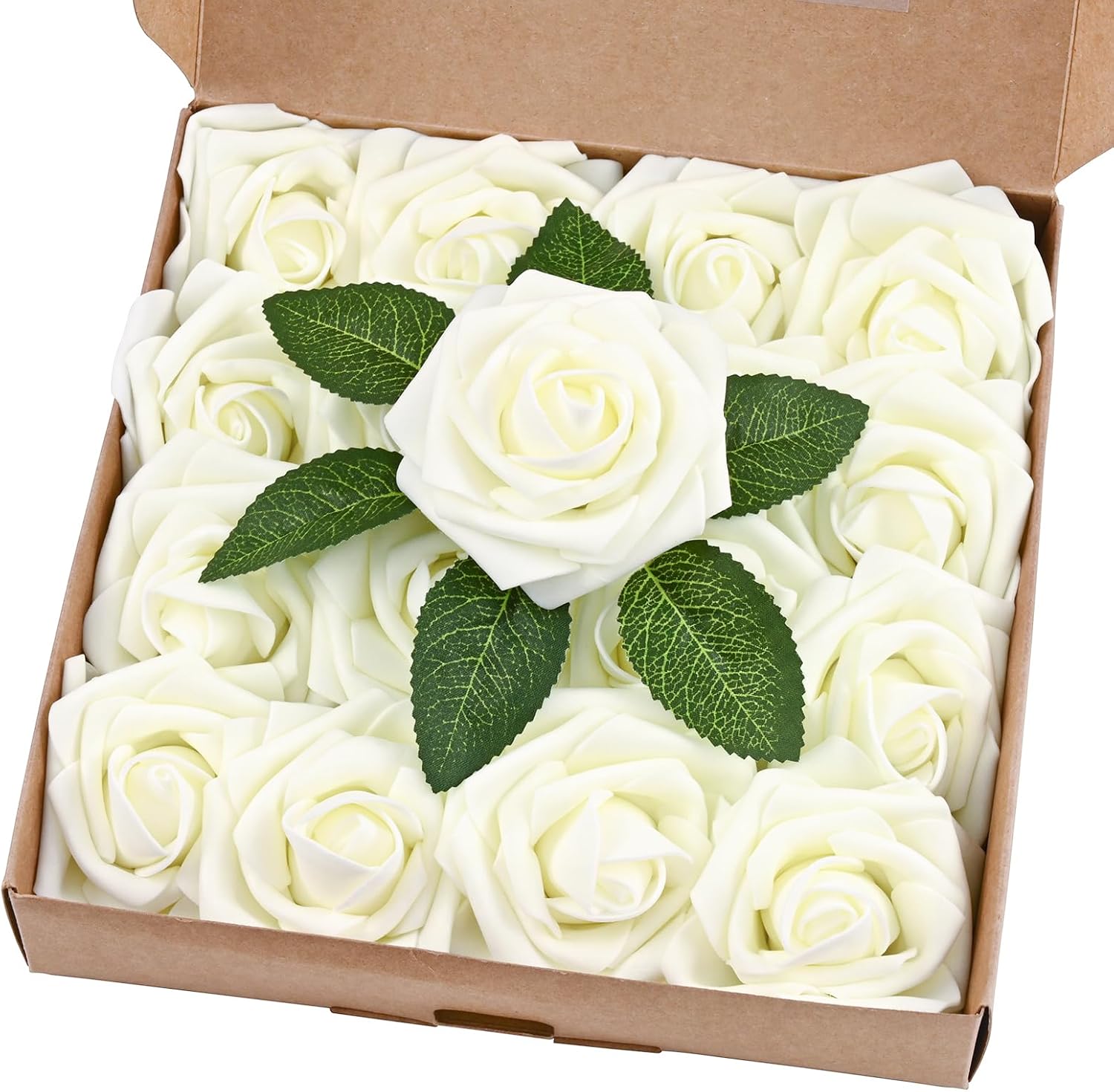 Bloomfinity: 16Pcs Artificial Flowers Fake Roses with Stems, Pink Boxed Foam Roses for DIY Bouquets Centerpieces Wedding Party Arrangement Bridal Shower Decor