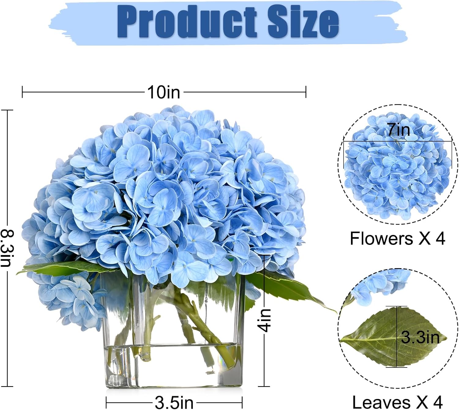Bloomfinity:  Luxury PU Fake Flowers in Vase with Faux Water, White Real Touch Roses Artificial Flowers with Glass Vase for Office Home Dining Room Centerpiece Table Decorations