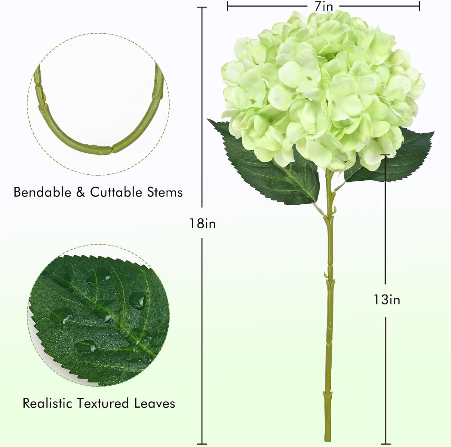 Bloomfinity:  4 Pcs Blue Hydrangea Artificial Flowers with Realistic Stems, 18In Large Fake Blue Flowers, Faux Flower for Home Party Decor Outdoor Wedding Bouquets Table Centerpieces Decoration