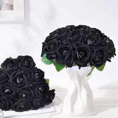 Bloomfinity:  50 Pcs Red Roses Artificial Flowers, Real Touch Velvet Roses Fake Flowers Bulk, Artificial Roses Bouquet with Long Stems Bridal DIY Wedding Party Centerpiece Decorations