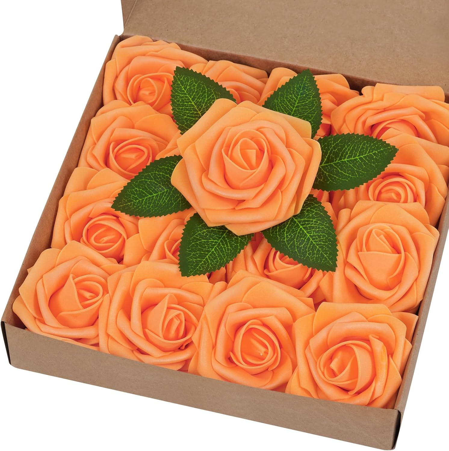 Bloomfinity: 16Pcs Artificial Flowers Fake Roses with Stems, Pink Boxed Foam Roses for DIY Bouquets Centerpieces Wedding Party Arrangement Bridal Shower Decor