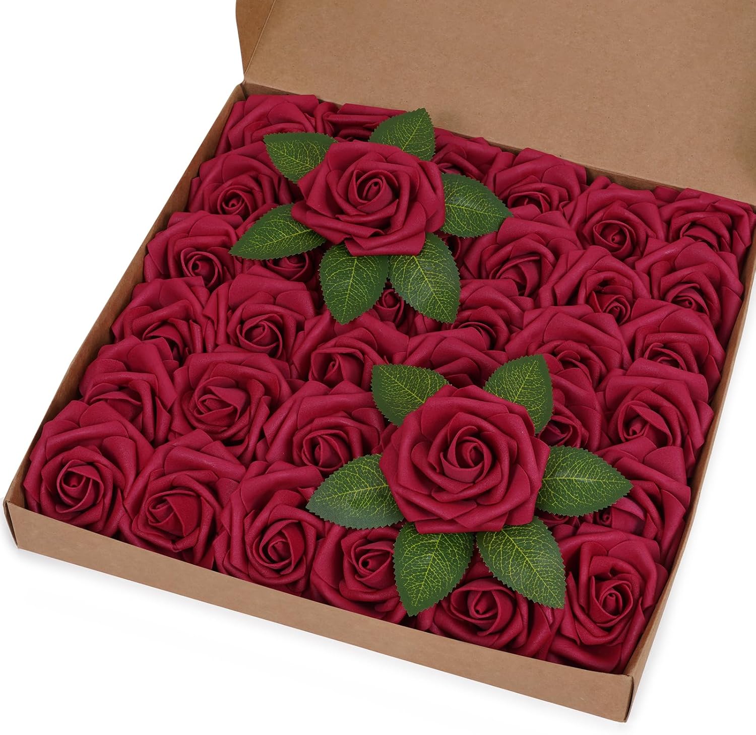 Bloomfinity: 16Pcs Artificial Flowers Fake Roses with Stems, Pink Boxed Foam Roses for DIY Bouquets Centerpieces Wedding Party Arrangement Bridal Shower Decor