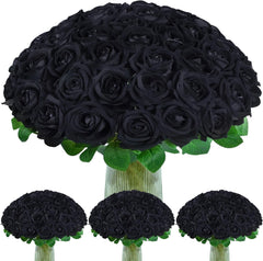 Bloomfinity:  50 Pcs Red Roses Artificial Flowers, Real Touch Velvet Roses Fake Flowers Bulk, Artificial Roses Bouquet with Long Stems Bridal DIY Wedding Party Centerpiece Decorations