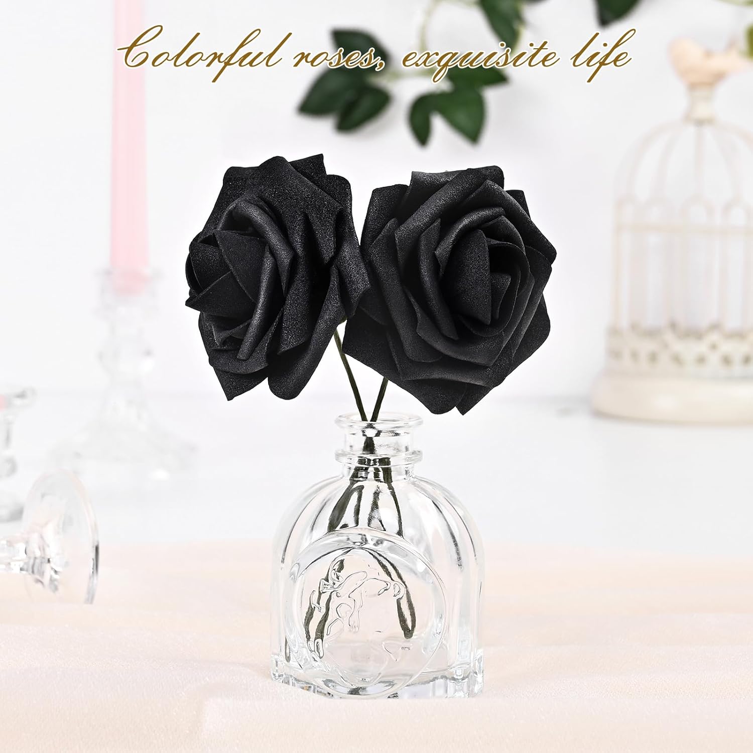 Bloomfinity: 16Pcs Artificial Flowers Fake Roses with Stems, Pink Boxed Foam Roses for DIY Bouquets Centerpieces Wedding Party Arrangement Bridal Shower Decor