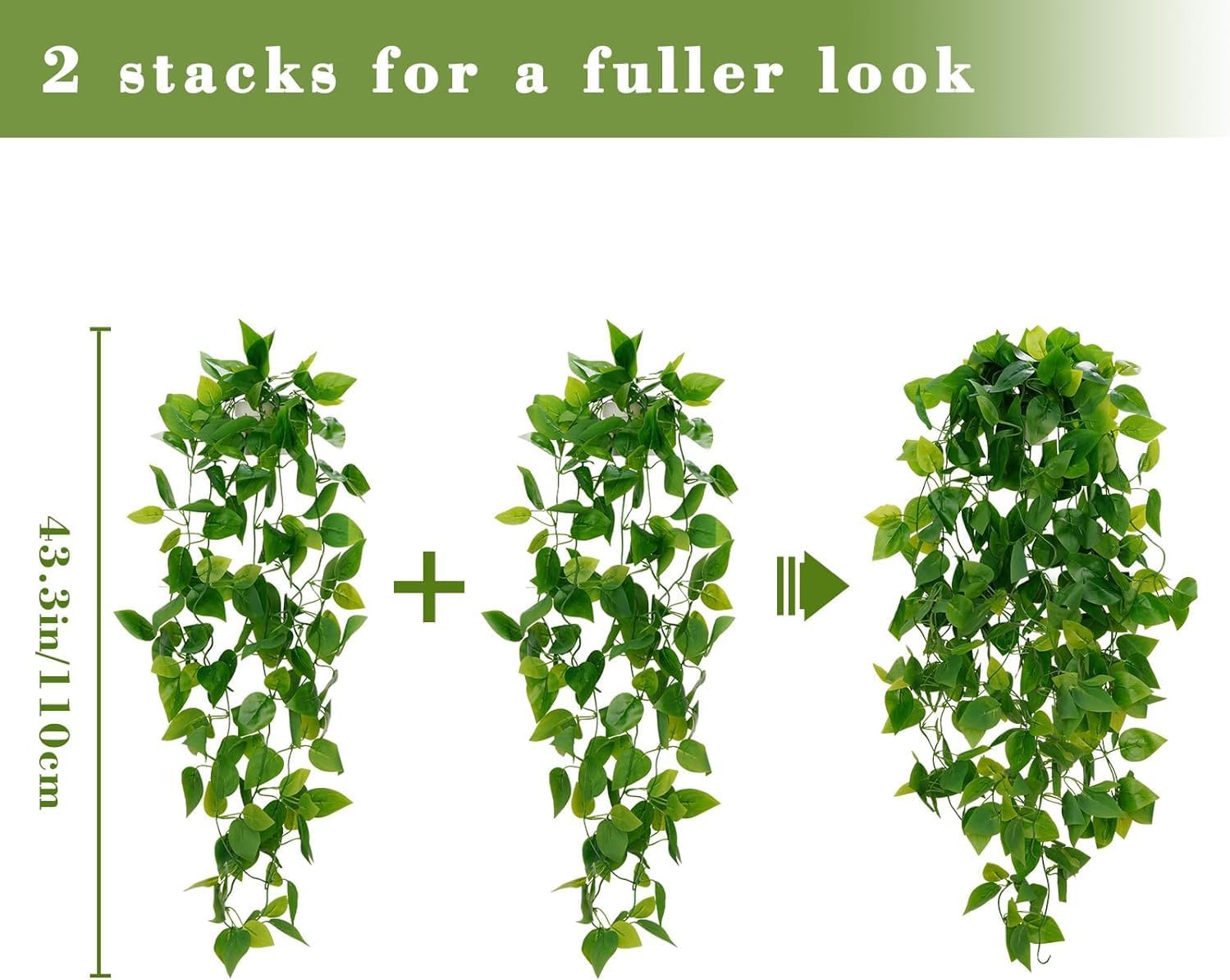 Bloomfinity:  1Pcs Fake Hanging Plants, 9 Branch Artificial Hanging Plant, Lush Faux Pothos Vines for Home Room Wall Shelf Porch Outdoor Indoor Decor (No Baskets)