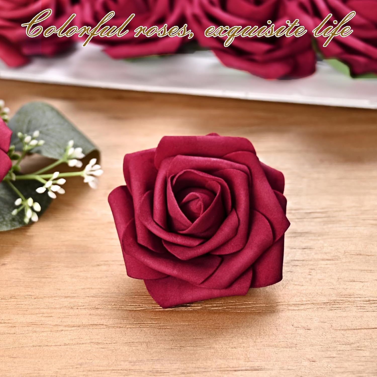 Bloomfinity: 16Pcs Artificial Flowers Fake Roses with Stems, Pink Boxed Foam Roses for DIY Bouquets Centerpieces Wedding Party Arrangement Bridal Shower Decor
