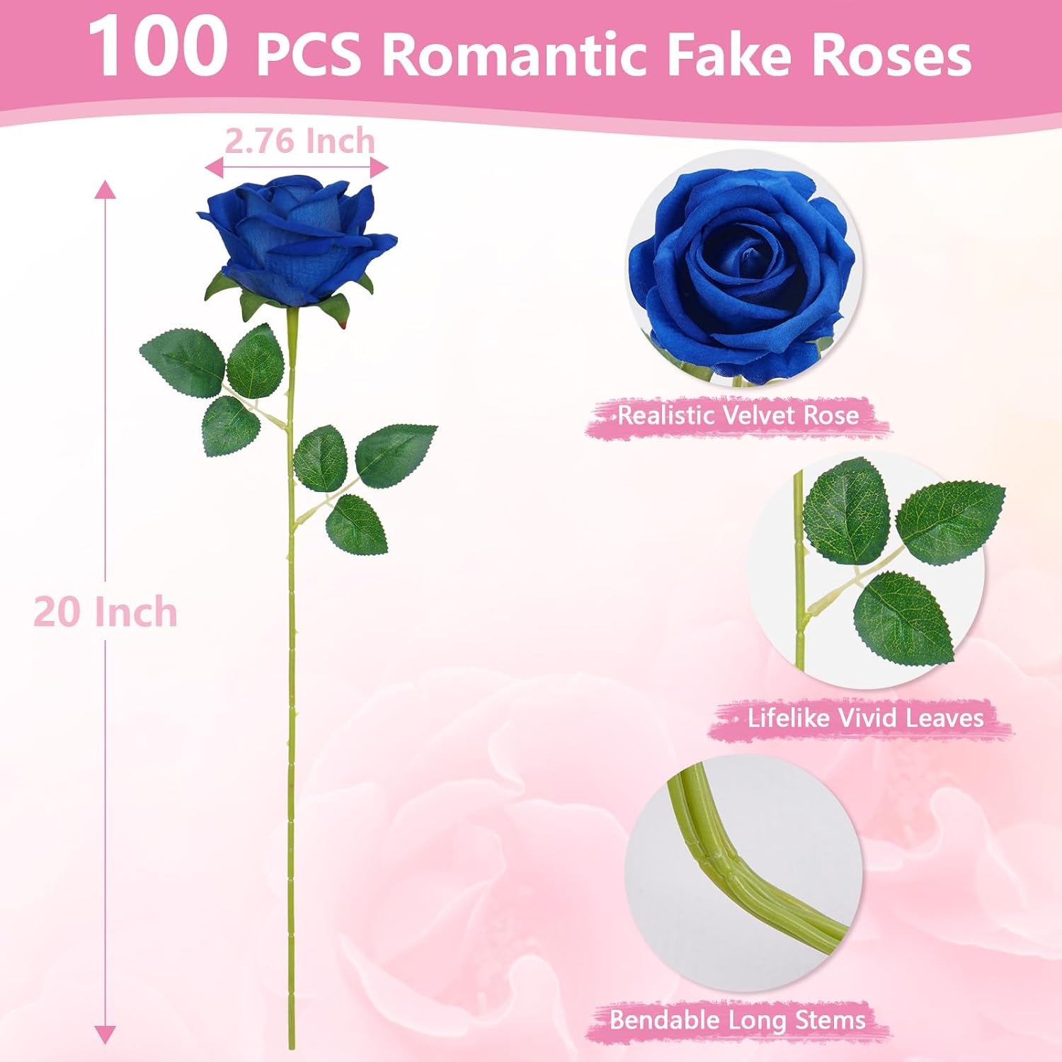 Bloomfinity:  50 Pcs Red Roses Artificial Flowers, Real Touch Velvet Roses Fake Flowers Bulk, Artificial Roses Bouquet with Long Stems Bridal DIY Wedding Party Centerpiece Decorations