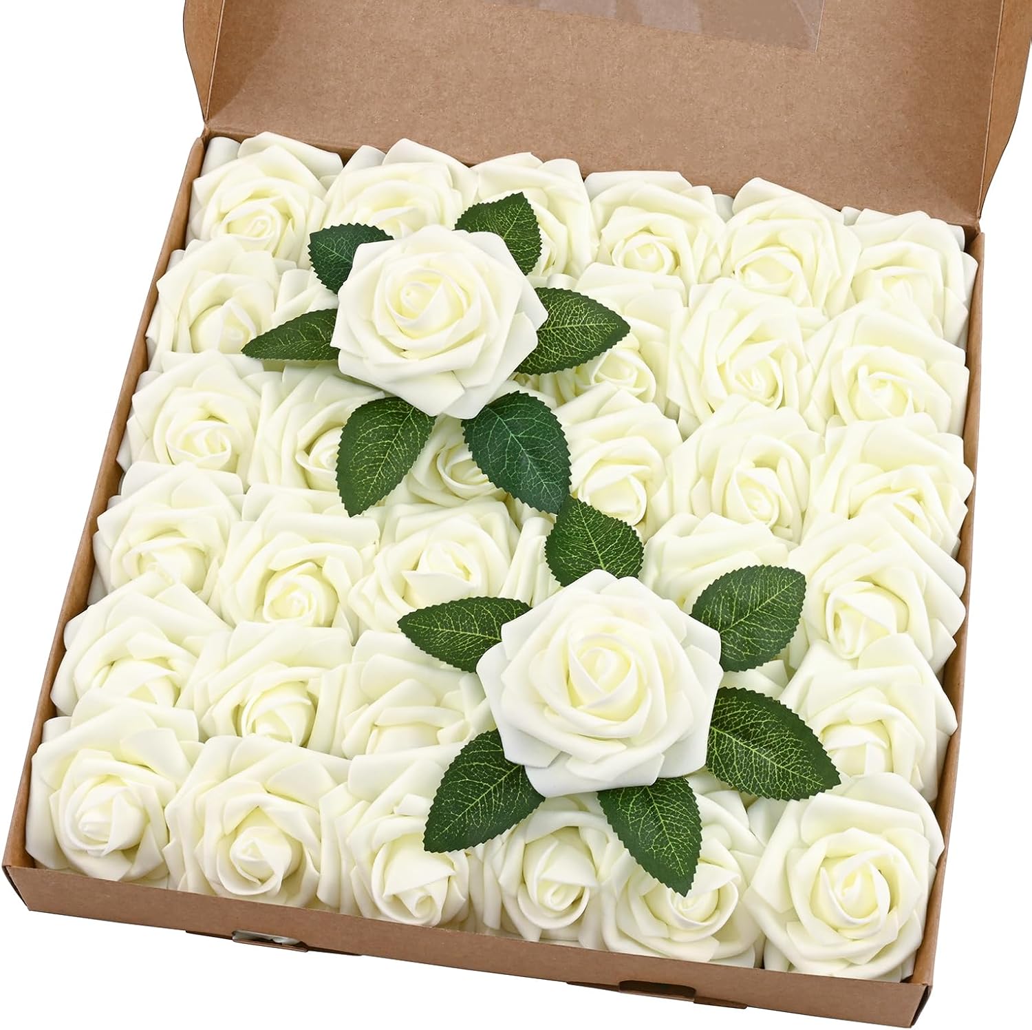 Bloomfinity: 16Pcs Artificial Flowers Fake Roses with Stems, Pink Boxed Foam Roses for DIY Bouquets Centerpieces Wedding Party Arrangement Bridal Shower Decor