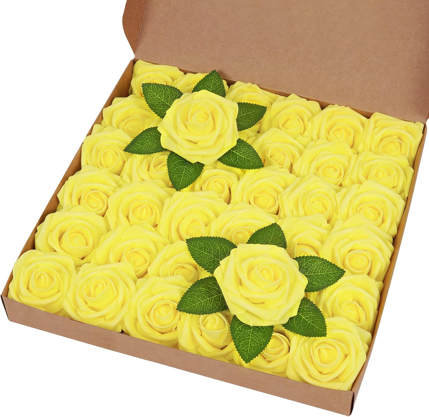 Bloomfinity: 16Pcs Artificial Flowers Fake Roses with Stems, Pink Boxed Foam Roses for DIY Bouquets Centerpieces Wedding Party Arrangement Bridal Shower Decor