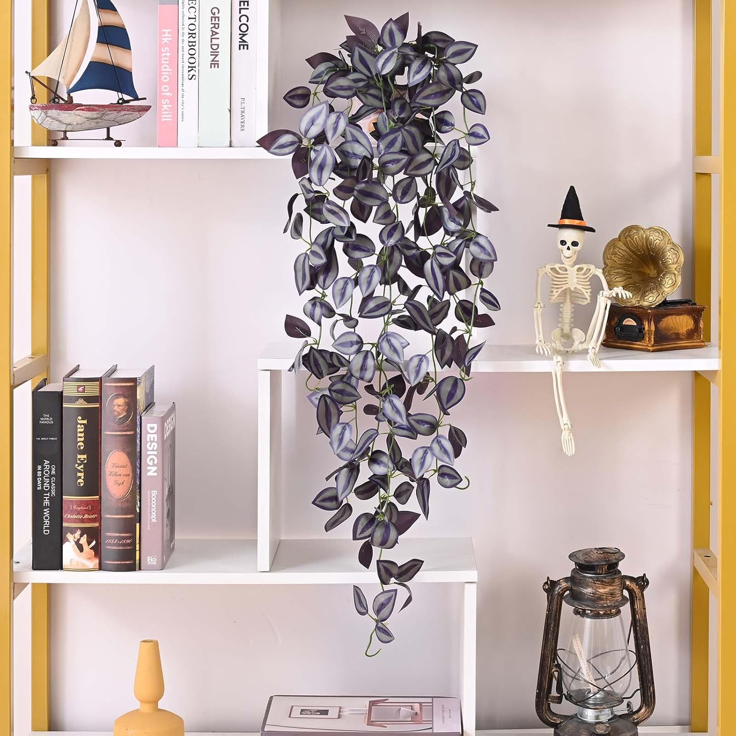 Bloomfinity:  1Pcs Fake Hanging Plants, 9 Branch Artificial Hanging Plant, Lush Faux Pothos Vines for Home Room Wall Shelf Porch Outdoor Indoor Decor (No Baskets)