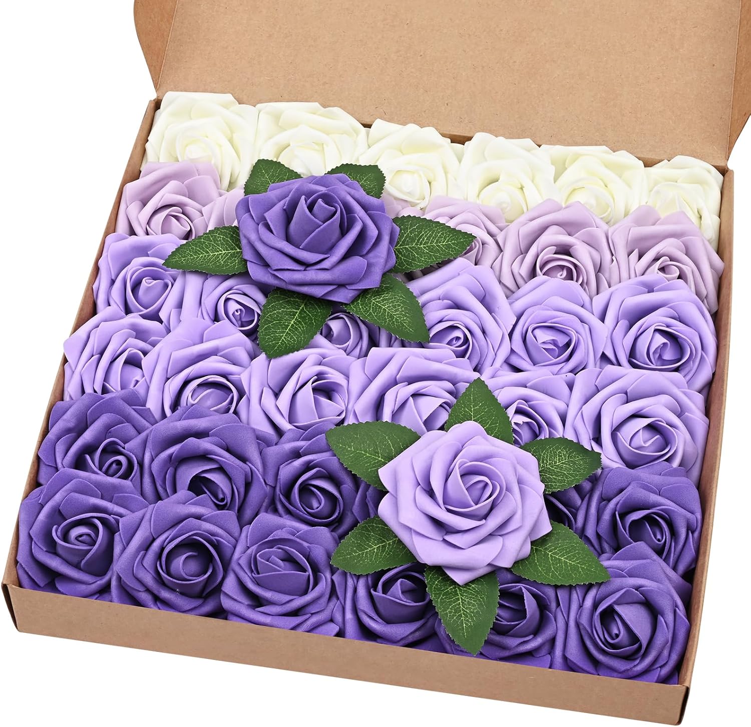 Bloomfinity: 16Pcs Artificial Flowers Fake Roses with Stems, Pink Boxed Foam Roses for DIY Bouquets Centerpieces Wedding Party Arrangement Bridal Shower Decor