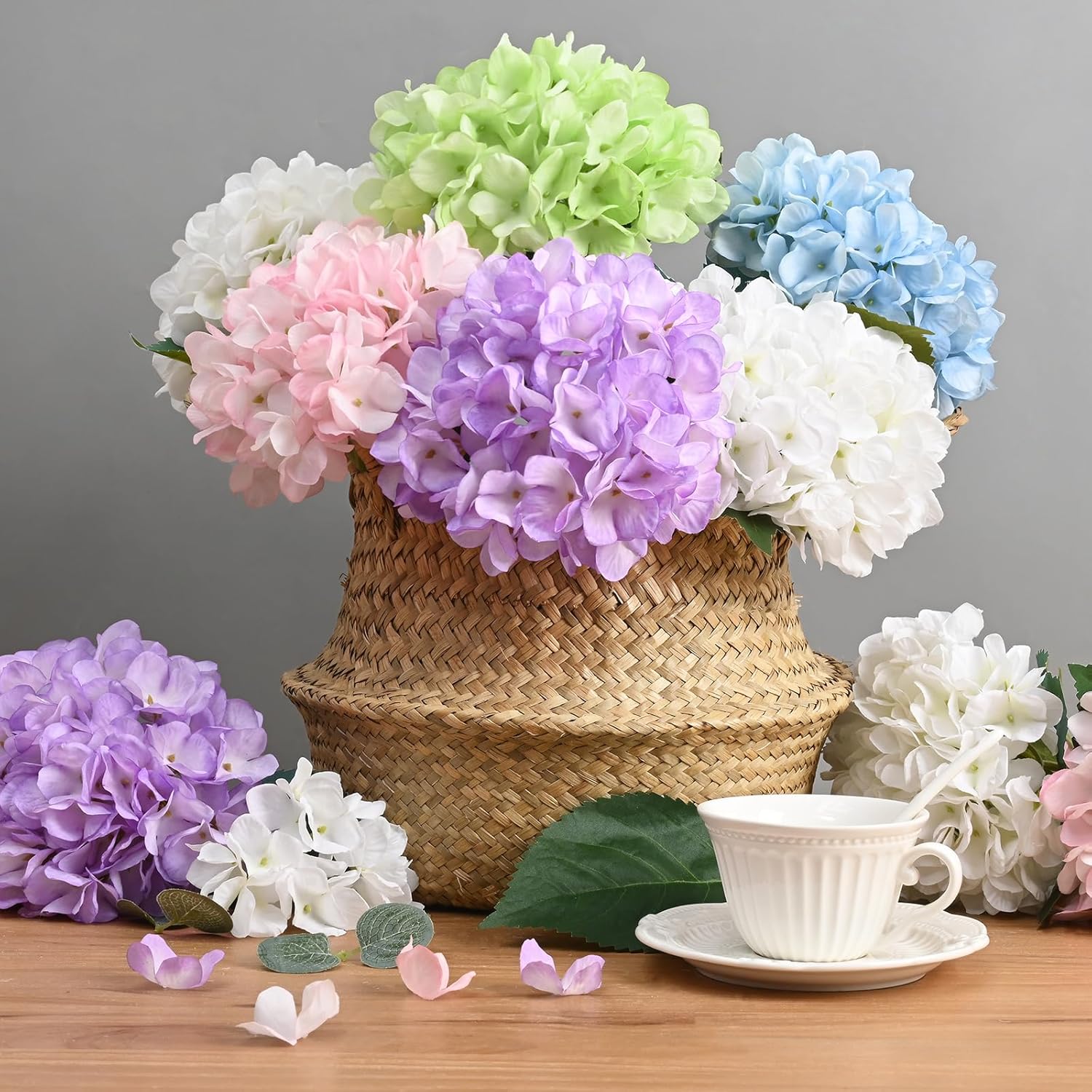 Bloomfinity:  4 Pcs Blue Hydrangea Artificial Flowers with Realistic Stems, 18In Large Fake Blue Flowers, Faux Flower for Home Party Decor Outdoor Wedding Bouquets Table Centerpieces Decoration