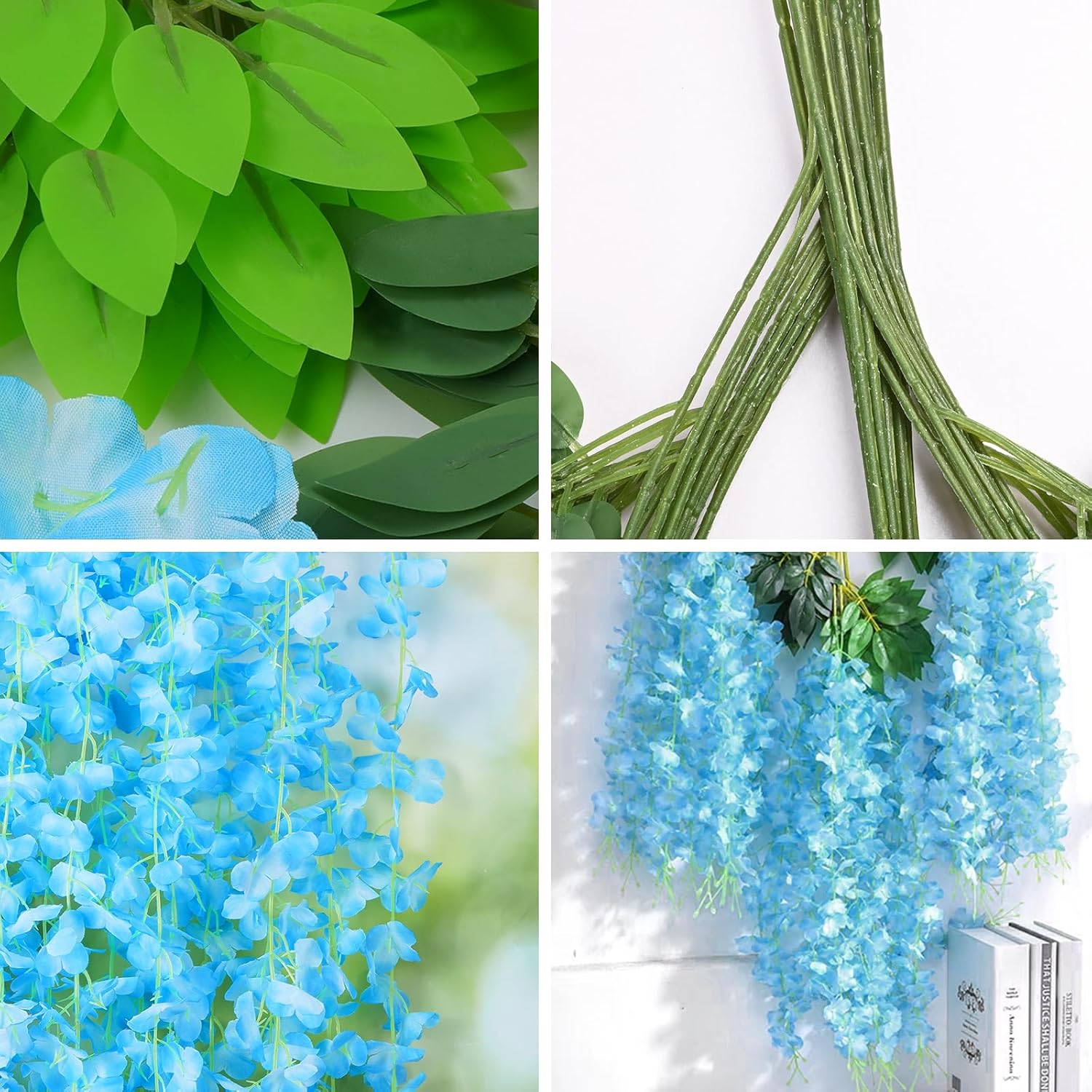 Bloomfinity:  36Pcs White & Purple Fake Wisteria Hanging Flowers, 3.6Ft/Pcs Artificial Wisteria Garland, Hanging Flowers for Wedding Party Home Backdrop Wall Decoration