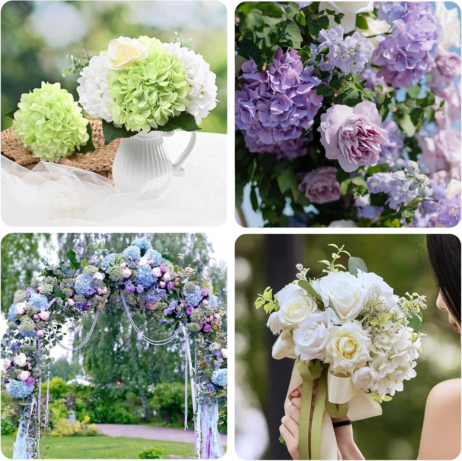 Bloomfinity:  4 Pcs Blue Hydrangea Artificial Flowers with Realistic Stems, 18In Large Fake Blue Flowers, Faux Flower for Home Party Decor Outdoor Wedding Bouquets Table Centerpieces Decoration