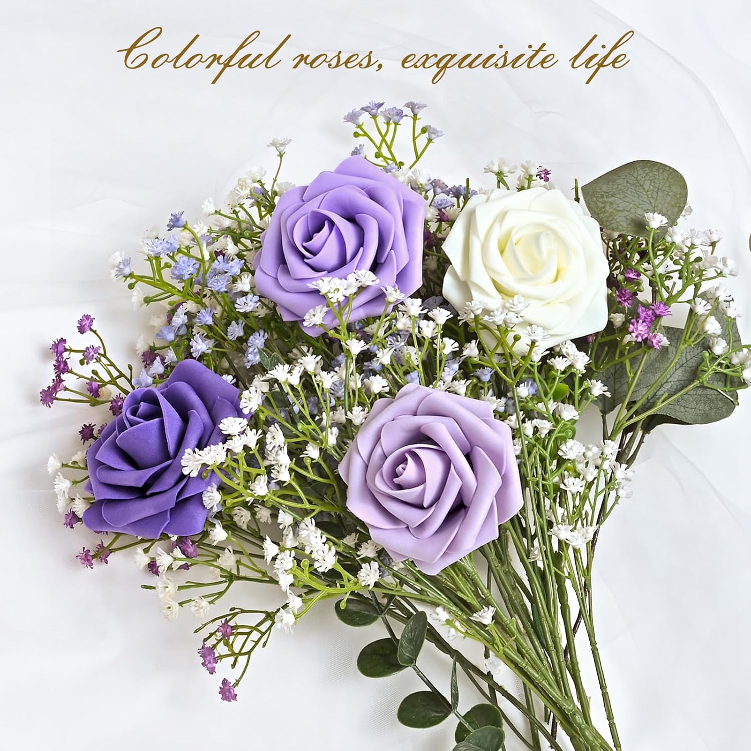 Bloomfinity: 16Pcs Artificial Flowers Fake Roses with Stems, Pink Boxed Foam Roses for DIY Bouquets Centerpieces Wedding Party Arrangement Bridal Shower Decor