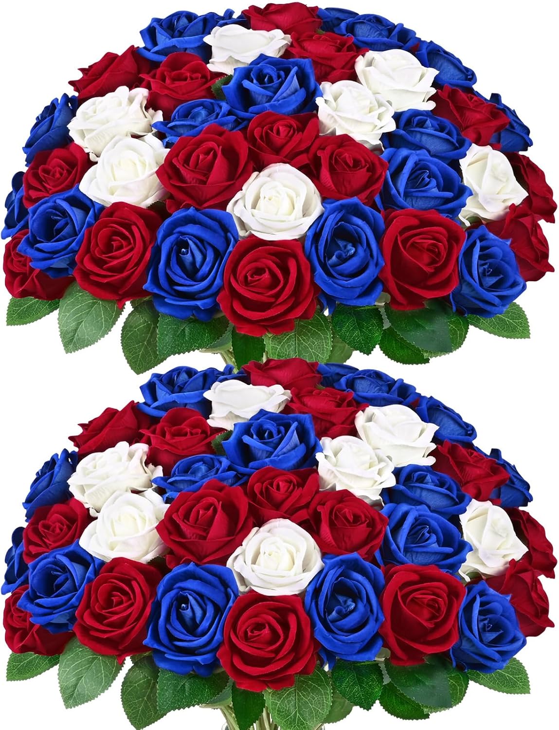 Bloomfinity:  50 Pcs Red Roses Artificial Flowers, Real Touch Velvet Roses Fake Flowers Bulk, Artificial Roses Bouquet with Long Stems Bridal DIY Wedding Party Centerpiece Decorations