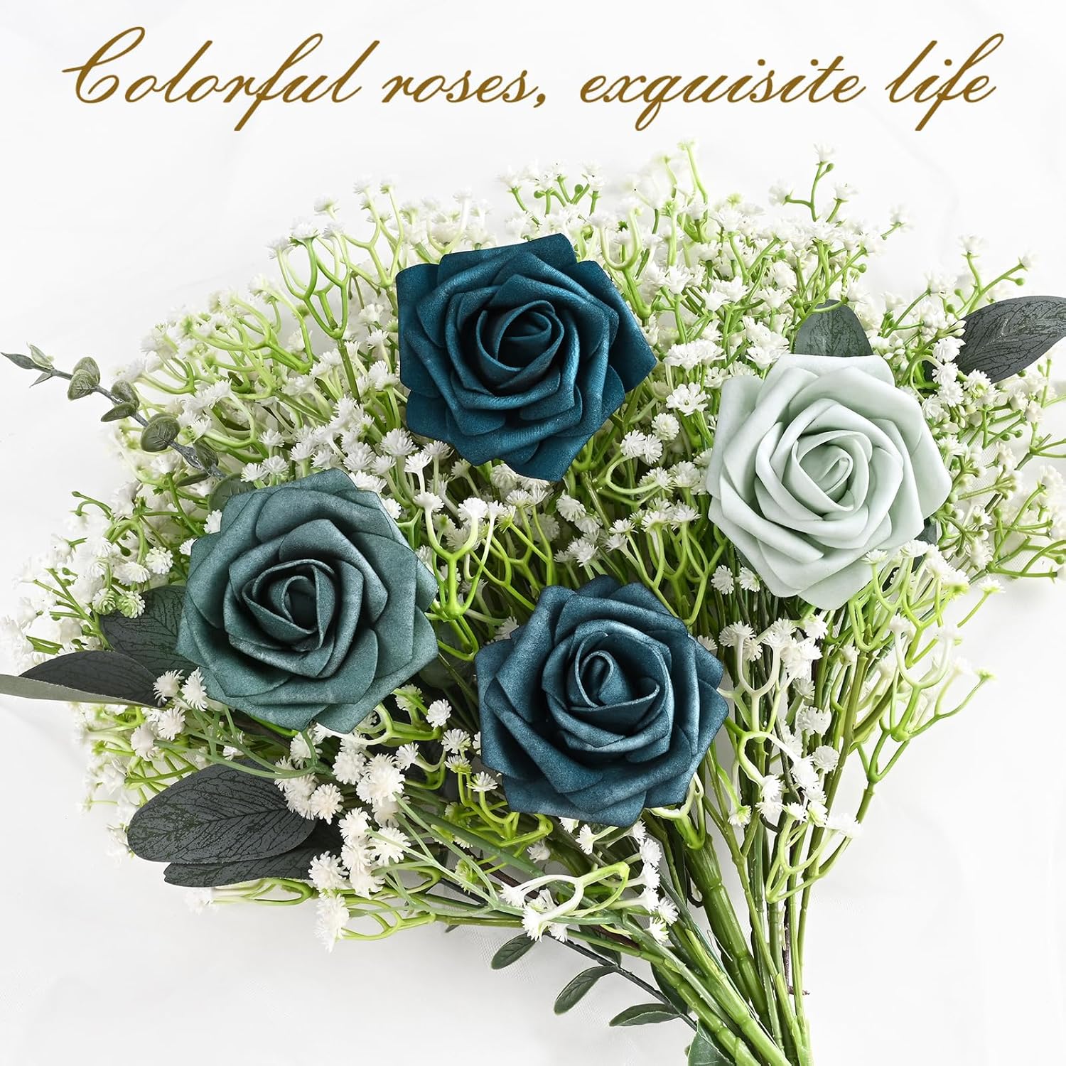 Bloomfinity: 16Pcs Artificial Flowers Fake Roses with Stems, Pink Boxed Foam Roses for DIY Bouquets Centerpieces Wedding Party Arrangement Bridal Shower Decor