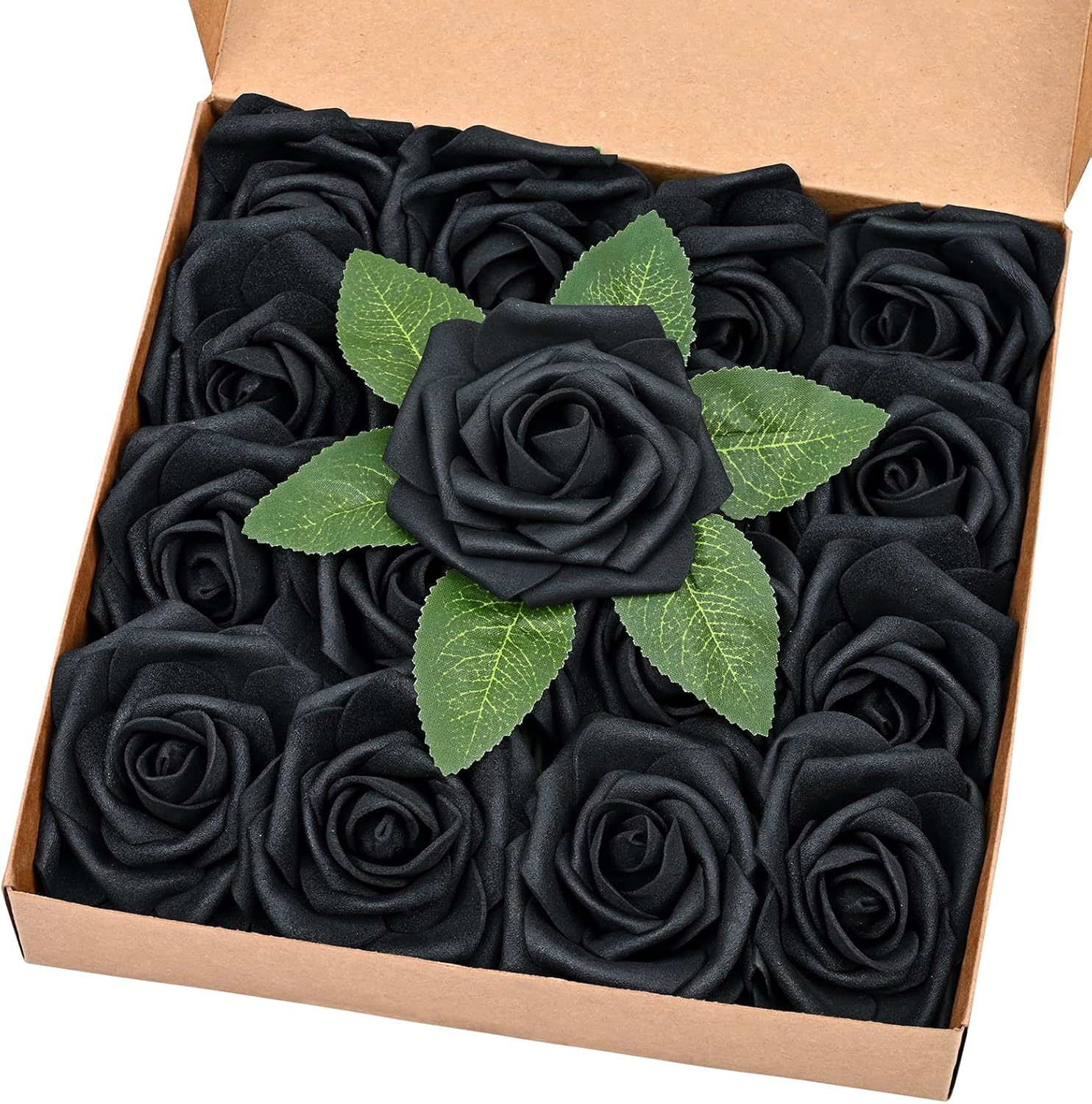 Bloomfinity: 16Pcs Artificial Flowers Fake Roses with Stems, Pink Boxed Foam Roses for DIY Bouquets Centerpieces Wedding Party Arrangement Bridal Shower Decor