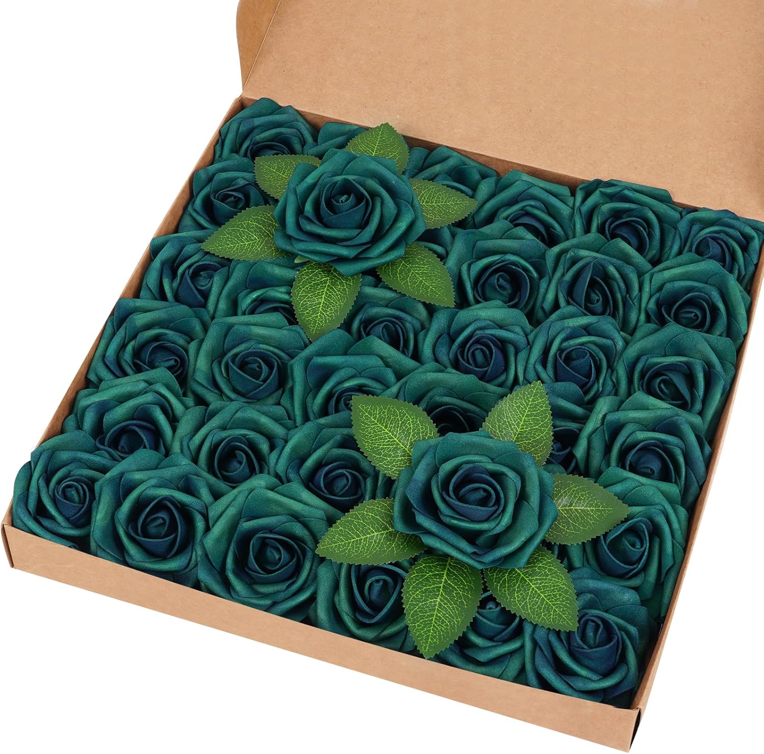 Bloomfinity: 16Pcs Artificial Flowers Fake Roses with Stems, Pink Boxed Foam Roses for DIY Bouquets Centerpieces Wedding Party Arrangement Bridal Shower Decor