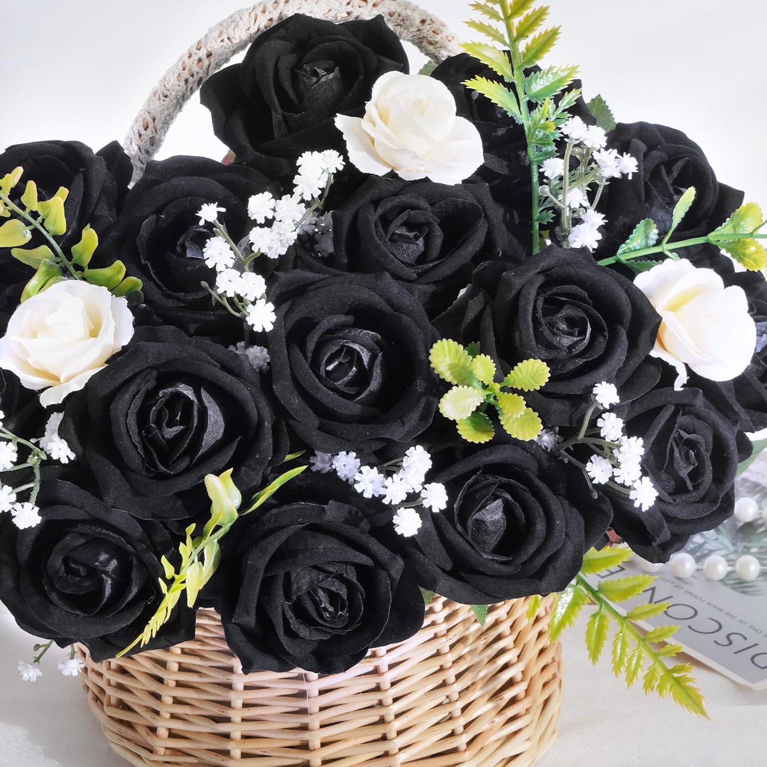 Bloomfinity:  50 Pcs Red Roses Artificial Flowers, Real Touch Velvet Roses Fake Flowers Bulk, Artificial Roses Bouquet with Long Stems Bridal DIY Wedding Party Centerpiece Decorations