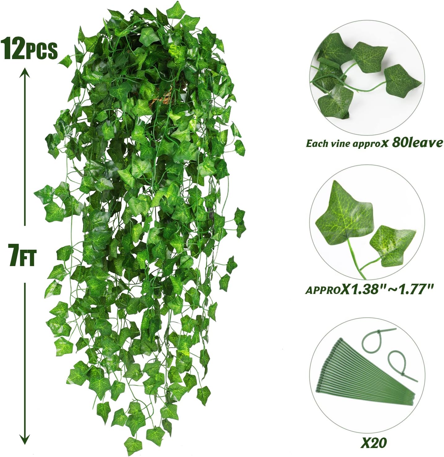 Bloomfinity:  12 Strands 84Ft Fake Vines for Bedroom with 33Ft String Lights, Cute Artificial Hanging Ivy Vines with Fake Leaves, Fake Plants for Christmas Party Garden Wall Room Decor