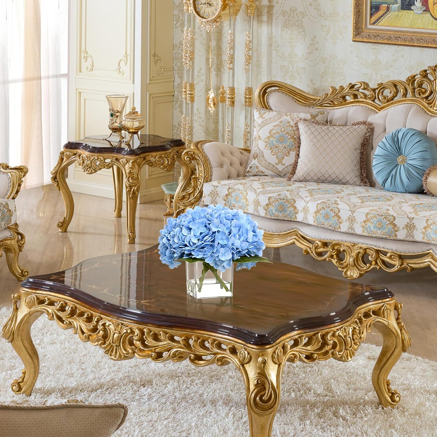 Bloomfinity:  Luxury PU Fake Flowers in Vase with Faux Water, White Real Touch Roses Artificial Flowers with Glass Vase for Office Home Dining Room Centerpiece Table Decorations