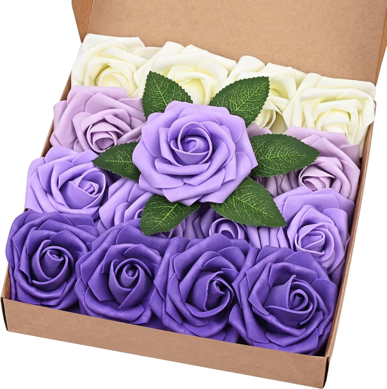 Bloomfinity: 16Pcs Artificial Flowers Fake Roses with Stems, Pink Boxed Foam Roses for DIY Bouquets Centerpieces Wedding Party Arrangement Bridal Shower Decor