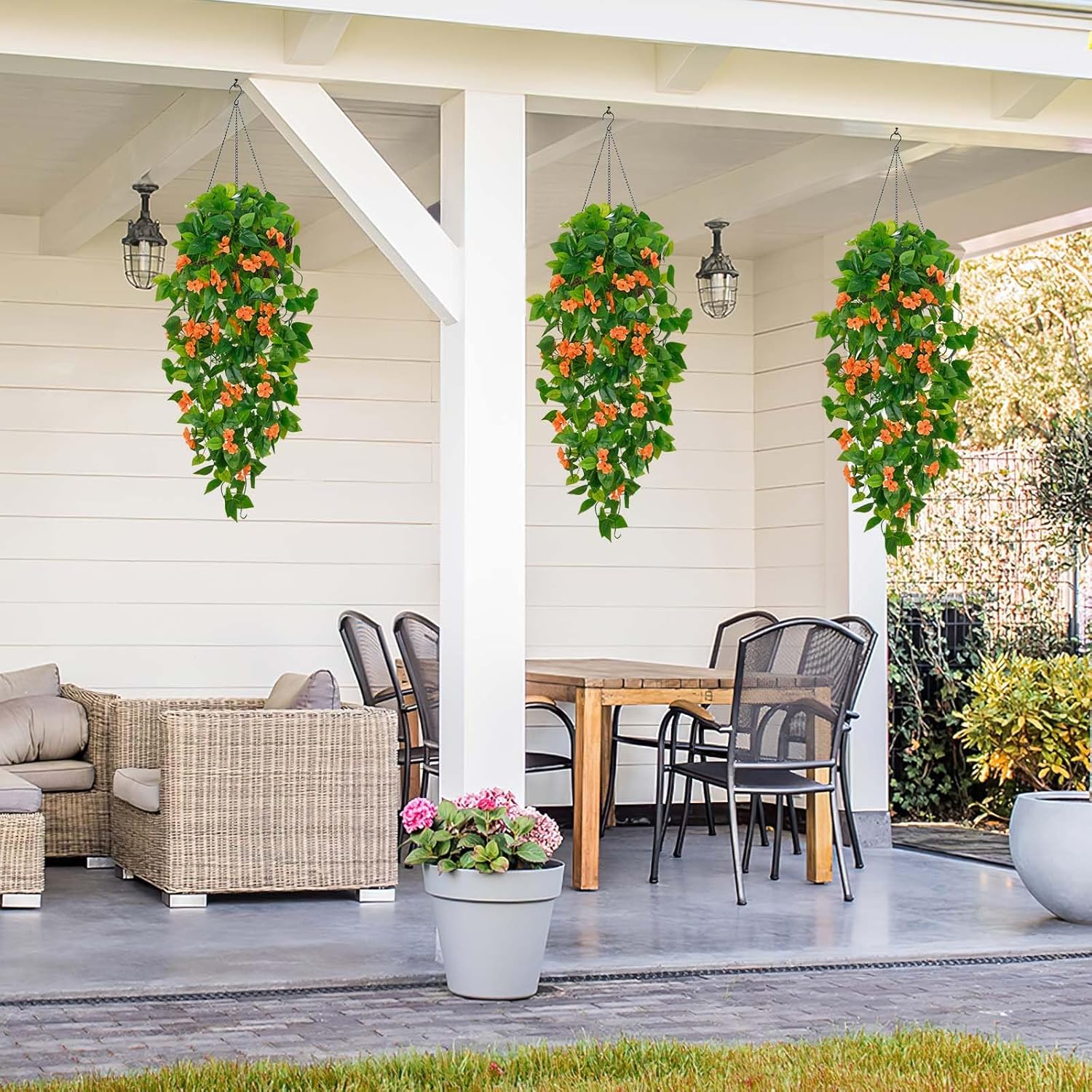 Bloomfinity:  1Pcs Fake Hanging Plants, 9 Branch Artificial Hanging Plant, Lush Faux Pothos Vines for Home Room Wall Shelf Porch Outdoor Indoor Decor (No Baskets)