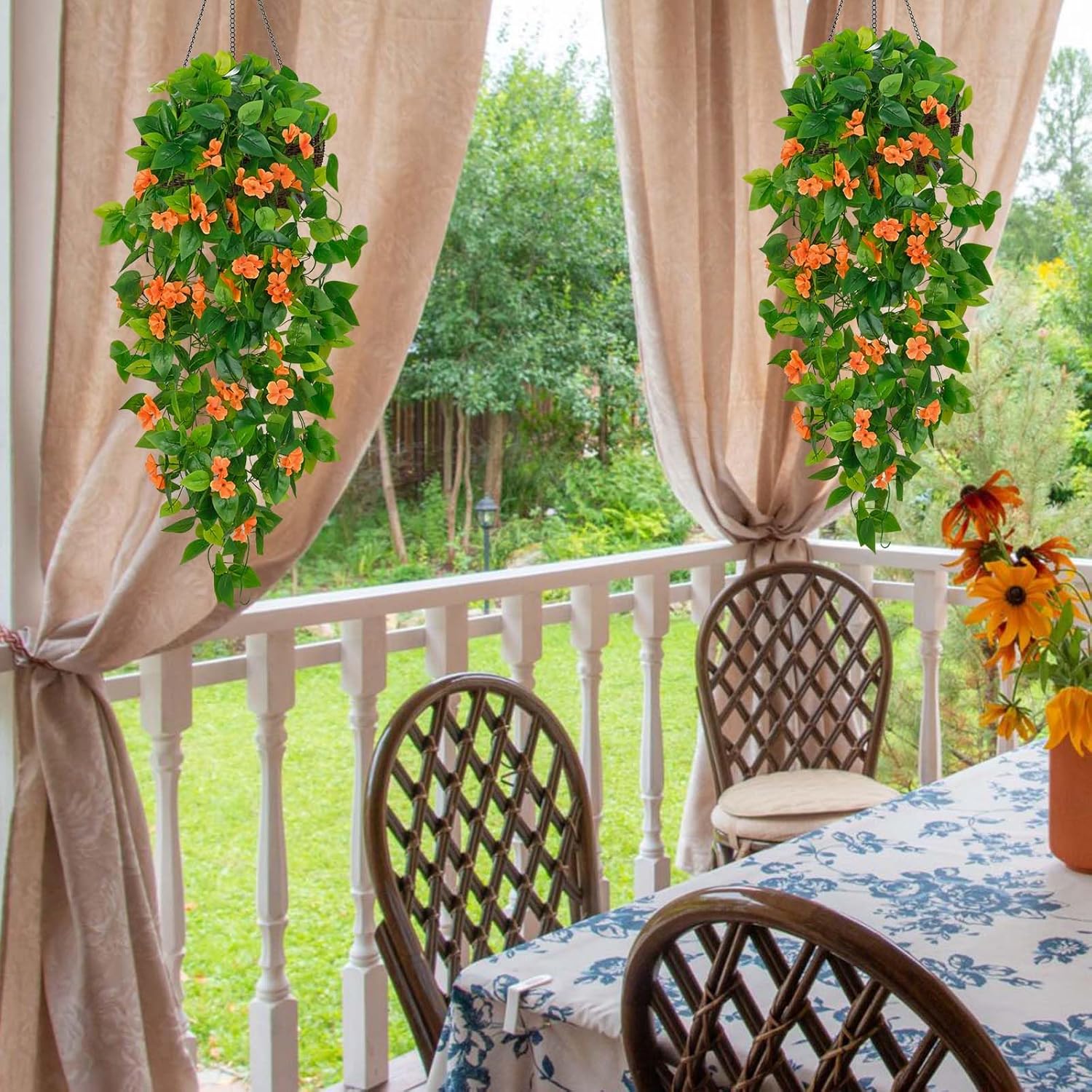 Bloomfinity:  1Pcs Fake Hanging Plants, 9 Branch Artificial Hanging Plant, Lush Faux Pothos Vines for Home Room Wall Shelf Porch Outdoor Indoor Decor (No Baskets)