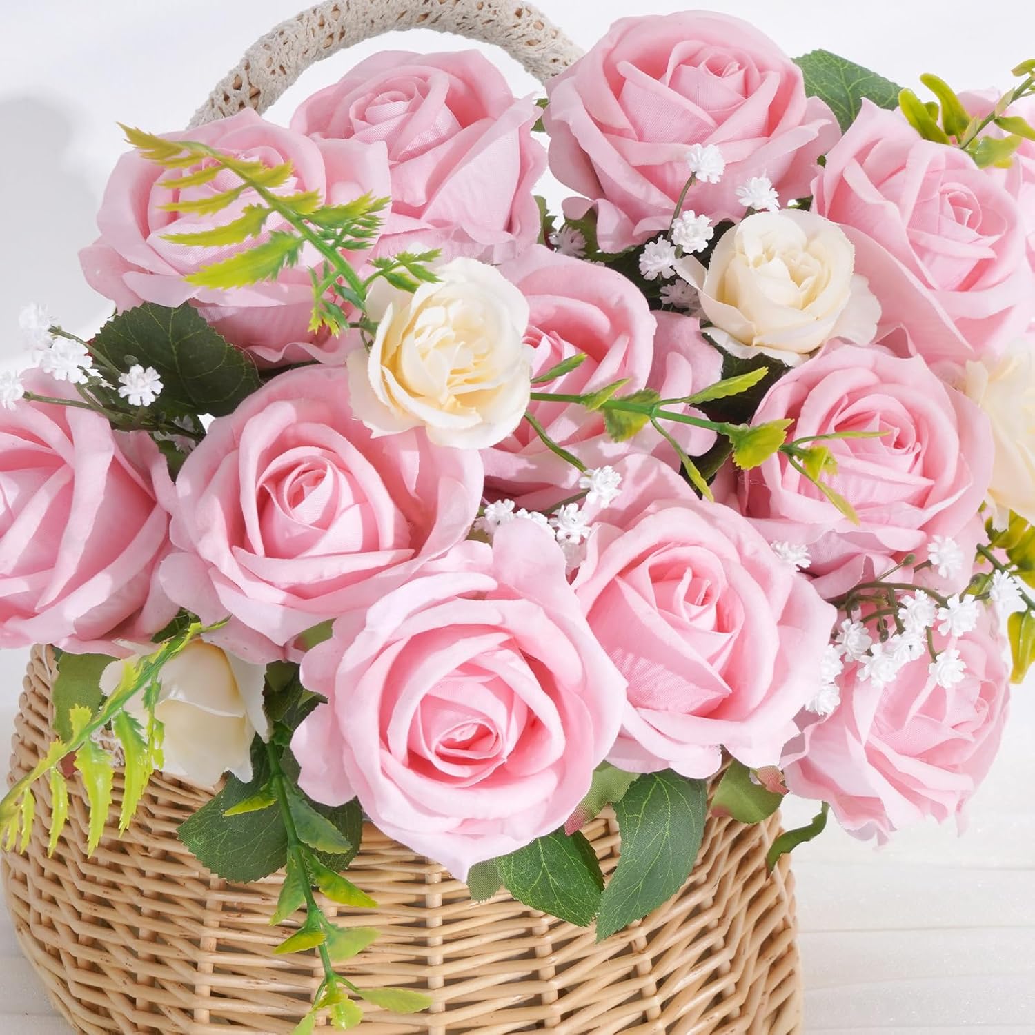Bloomfinity:  50 Pcs Red Roses Artificial Flowers, Real Touch Velvet Roses Fake Flowers Bulk, Artificial Roses Bouquet with Long Stems Bridal DIY Wedding Party Centerpiece Decorations