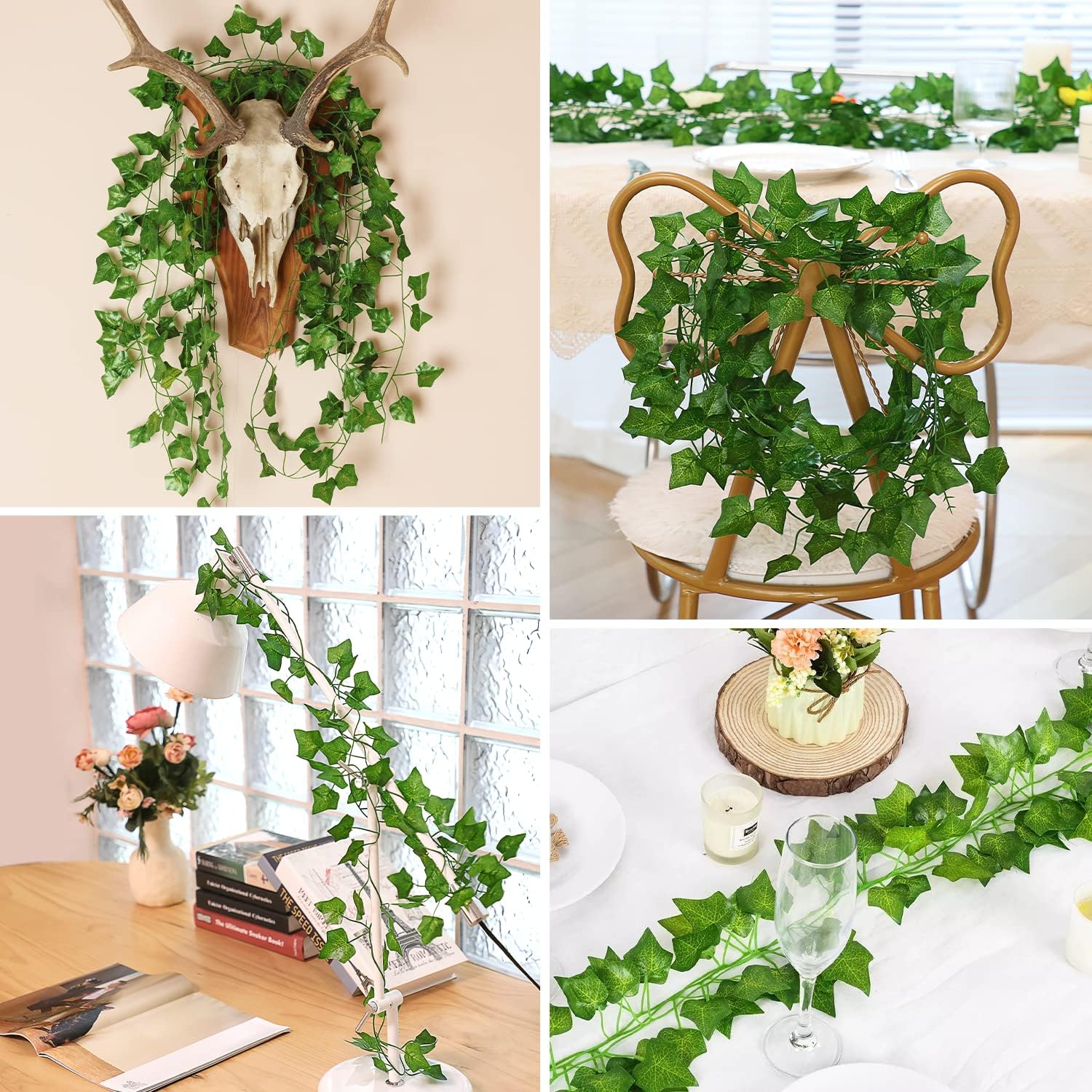 Bloomfinity:  12 Strands 84Ft Fake Vines for Bedroom with 33Ft String Lights, Cute Artificial Hanging Ivy Vines with Fake Leaves, Fake Plants for Christmas Party Garden Wall Room Decor