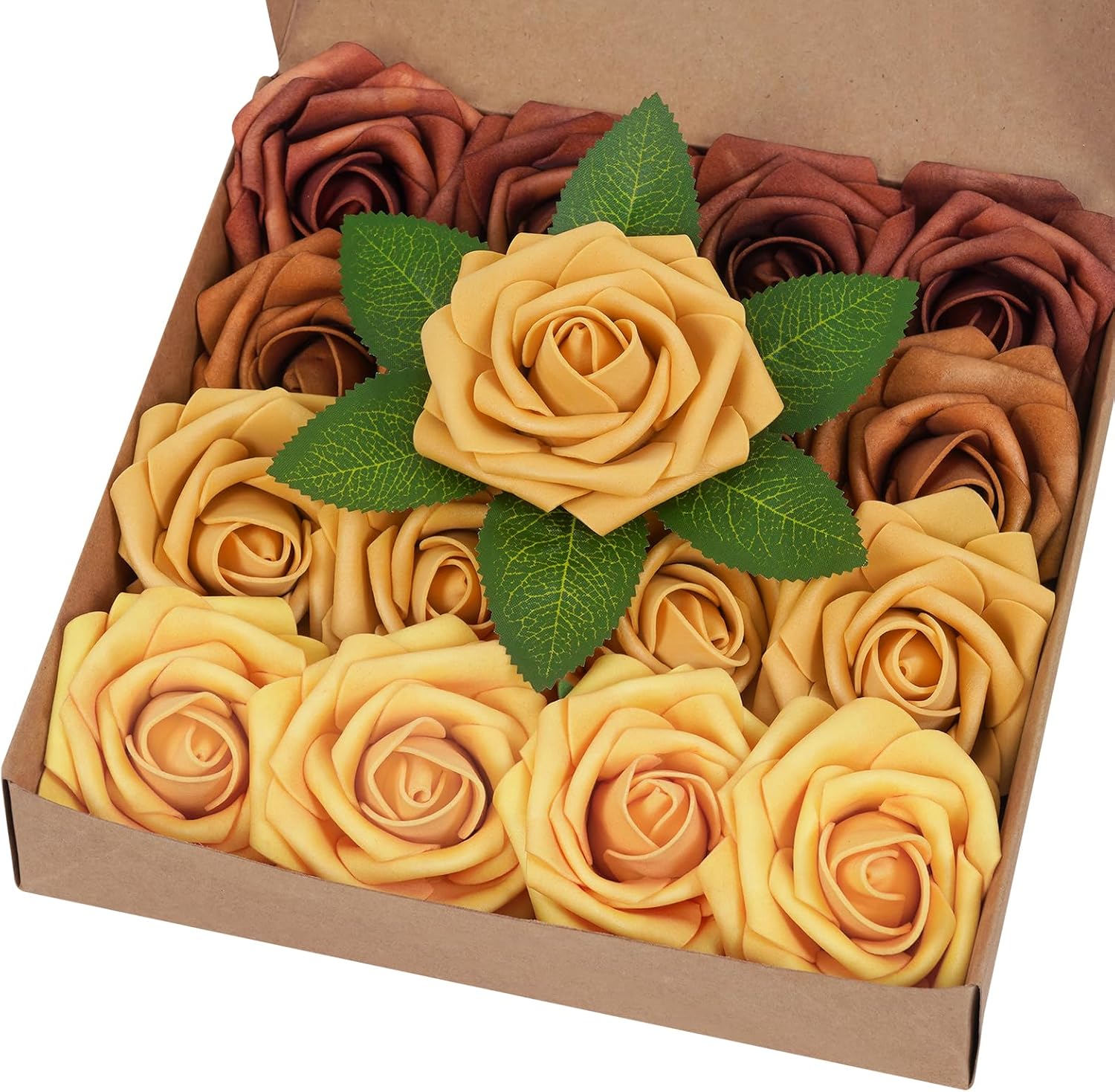 Bloomfinity: 16Pcs Artificial Flowers Fake Roses with Stems, Pink Boxed Foam Roses for DIY Bouquets Centerpieces Wedding Party Arrangement Bridal Shower Decor