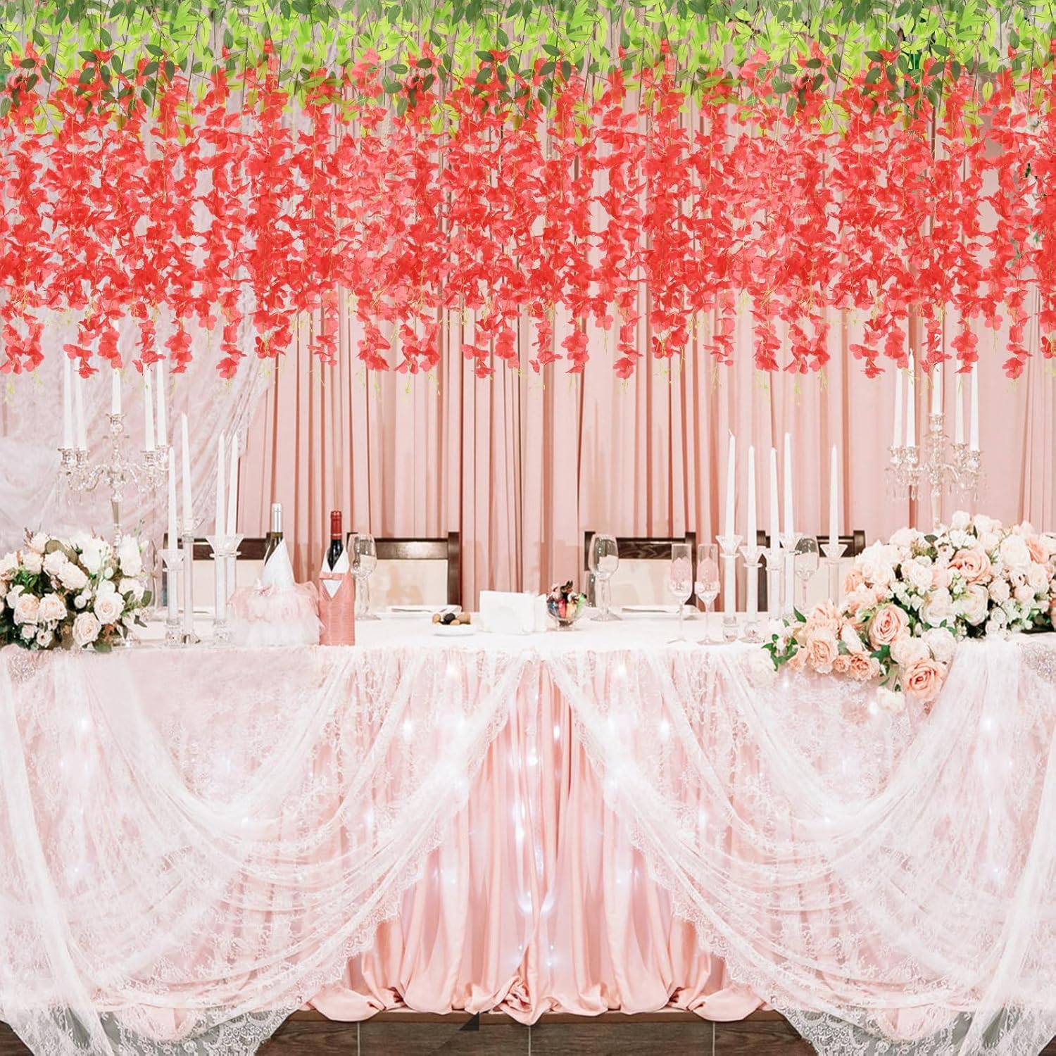 Bloomfinity:  36Pcs White & Purple Fake Wisteria Hanging Flowers, 3.6Ft/Pcs Artificial Wisteria Garland, Hanging Flowers for Wedding Party Home Backdrop Wall Decoration