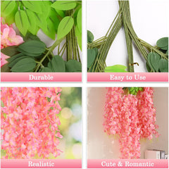 Bloomfinity:  36Pcs White & Purple Fake Wisteria Hanging Flowers, 3.6Ft/Pcs Artificial Wisteria Garland, Hanging Flowers for Wedding Party Home Backdrop Wall Decoration