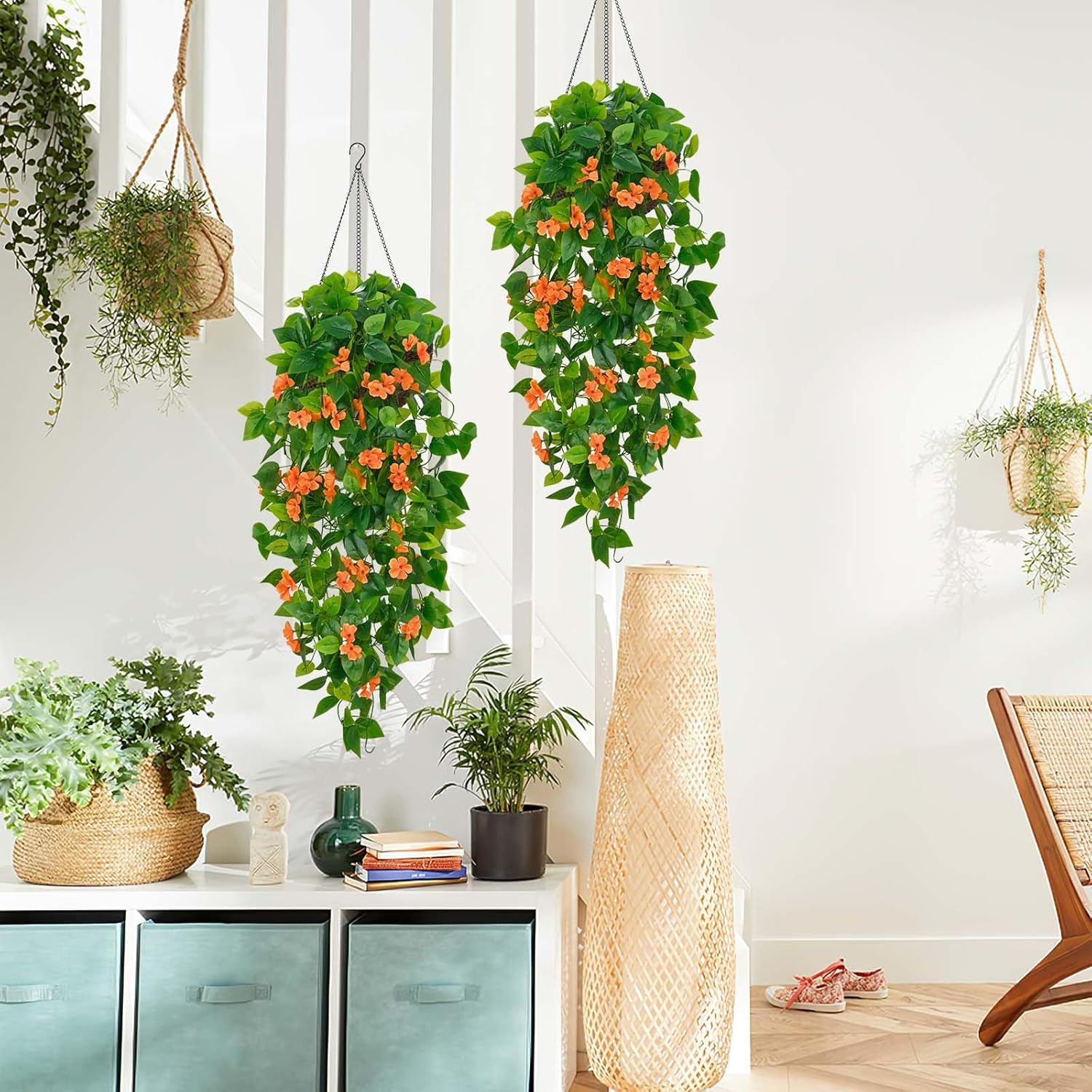 Bloomfinity:  1Pcs Fake Hanging Plants, 9 Branch Artificial Hanging Plant, Lush Faux Pothos Vines for Home Room Wall Shelf Porch Outdoor Indoor Decor (No Baskets)