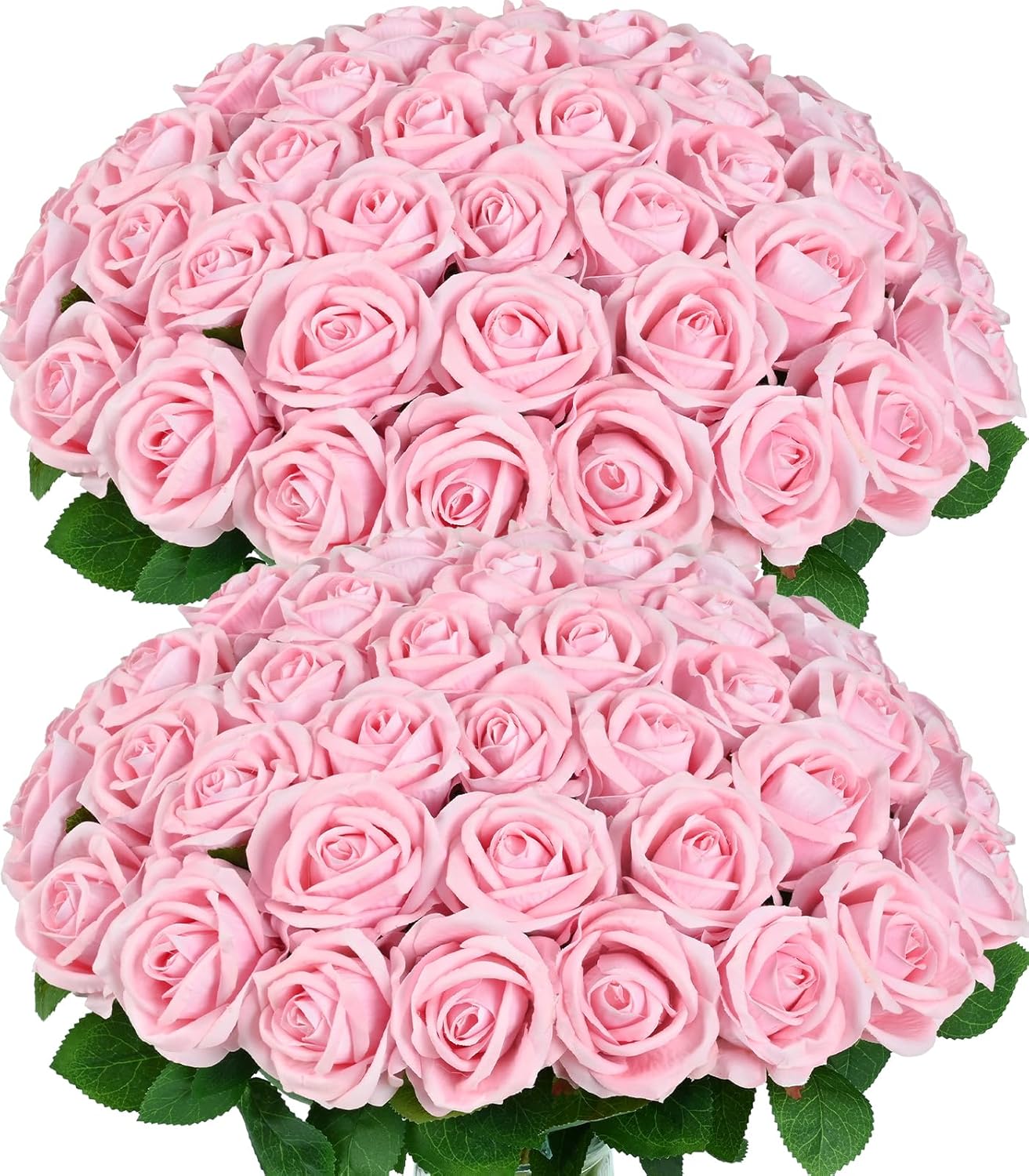 Bloomfinity:  50 Pcs Red Roses Artificial Flowers, Real Touch Velvet Roses Fake Flowers Bulk, Artificial Roses Bouquet with Long Stems Bridal DIY Wedding Party Centerpiece Decorations