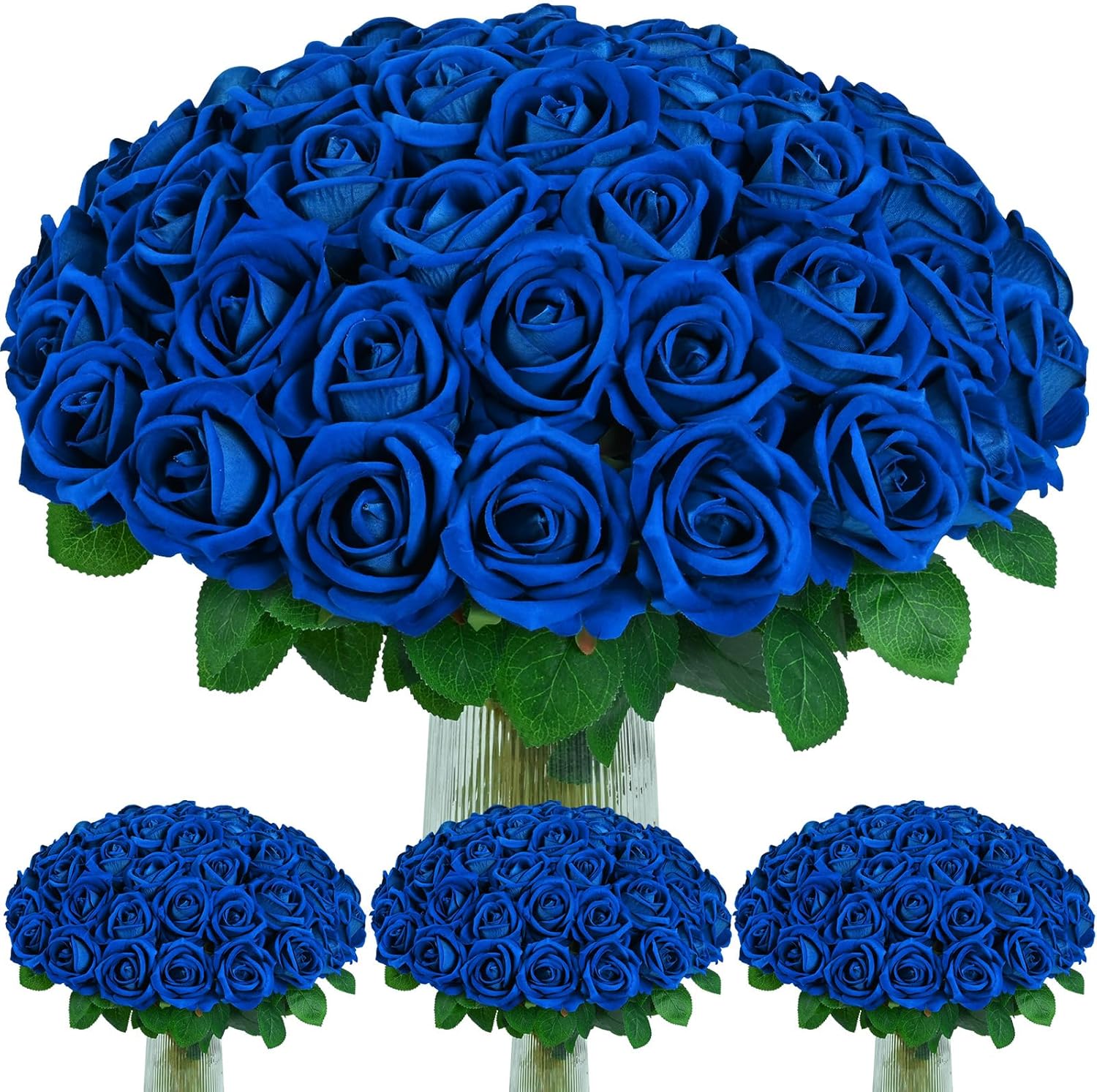 Bloomfinity:  50 Pcs Red Roses Artificial Flowers, Real Touch Velvet Roses Fake Flowers Bulk, Artificial Roses Bouquet with Long Stems Bridal DIY Wedding Party Centerpiece Decorations